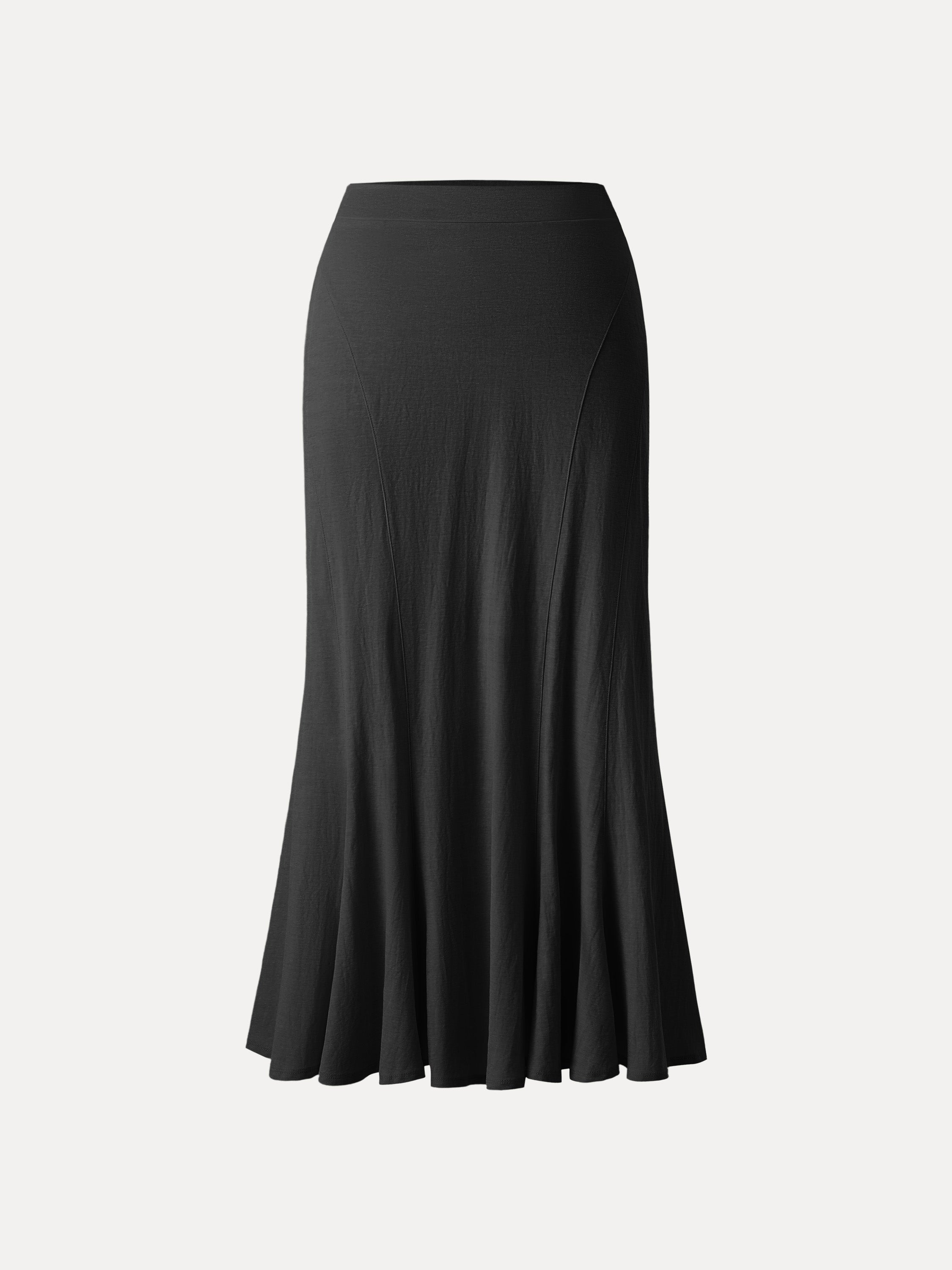 OGLmove Wrinkle-Resistant Cotton-Linen Pull-On Midi Skirt
