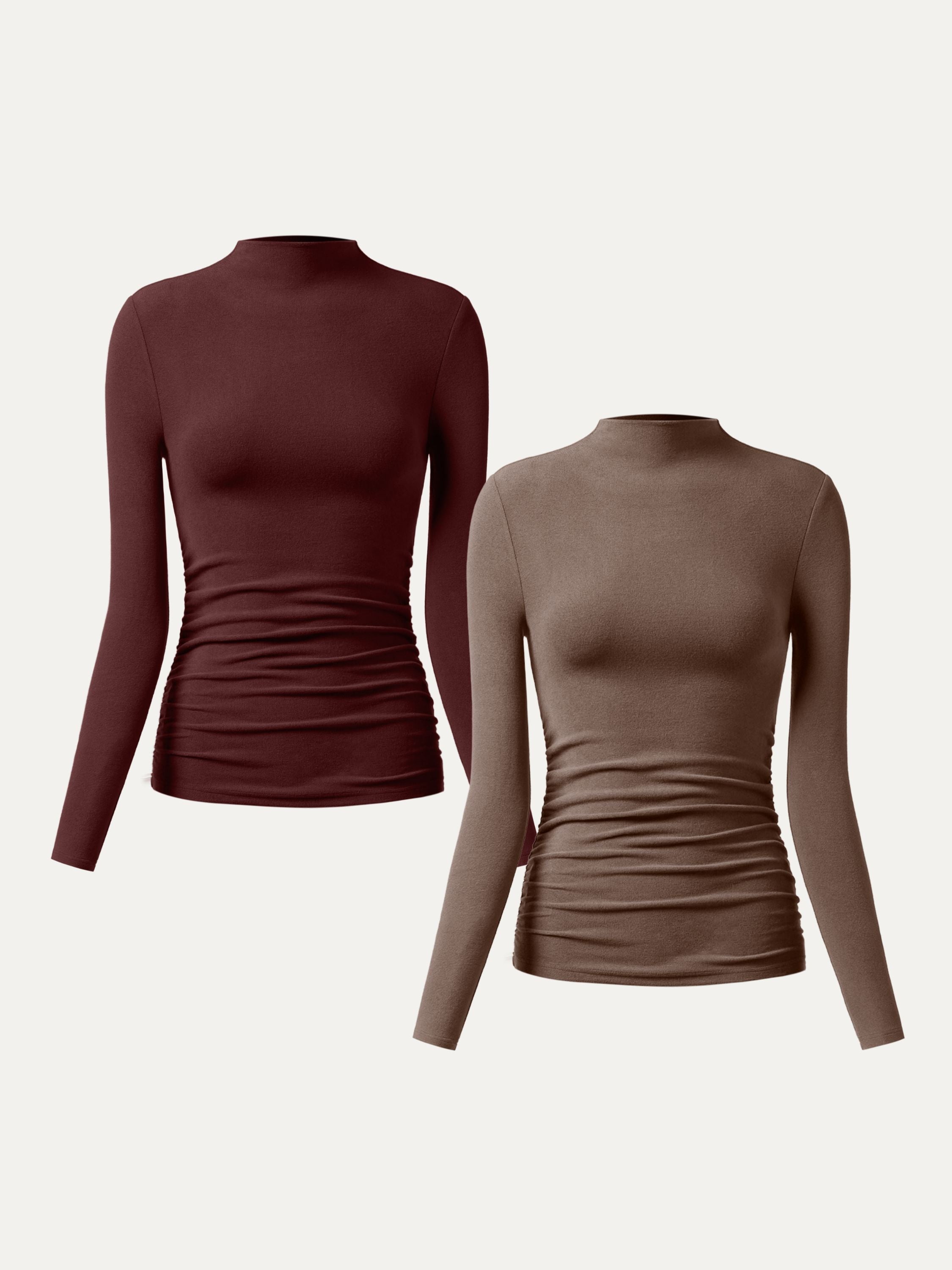 OGLmove Eco-Mousse ProWarm Brushed Rib Mockneck Top Off White
