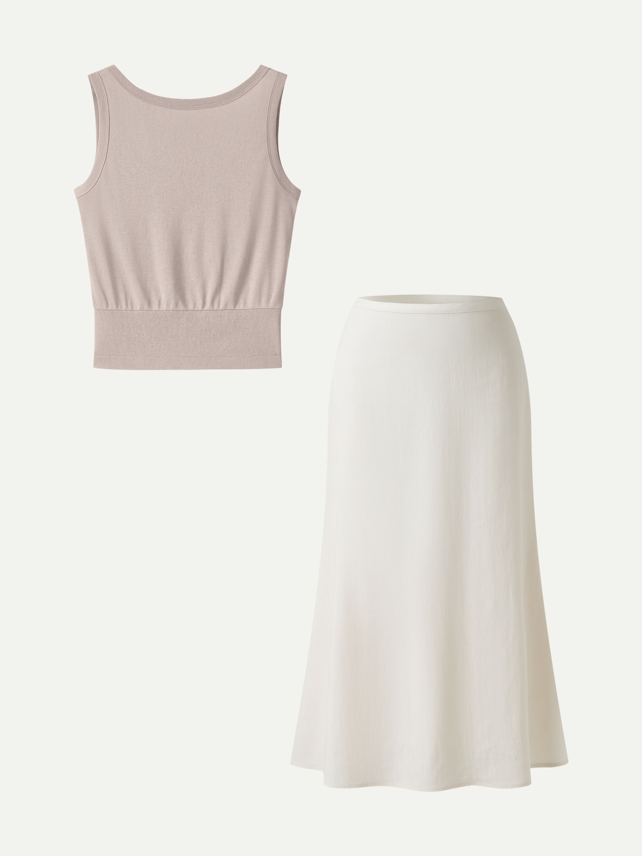 OGLmove Reversible Boatneck Top and Maxi Flared Skirt 2-Piece Set