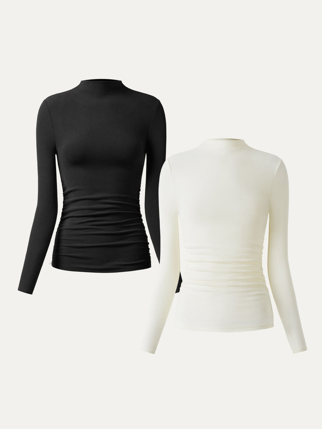 OGLmove Eco-Mousse ProWarm Brushed Rib Mockneck Top Off White