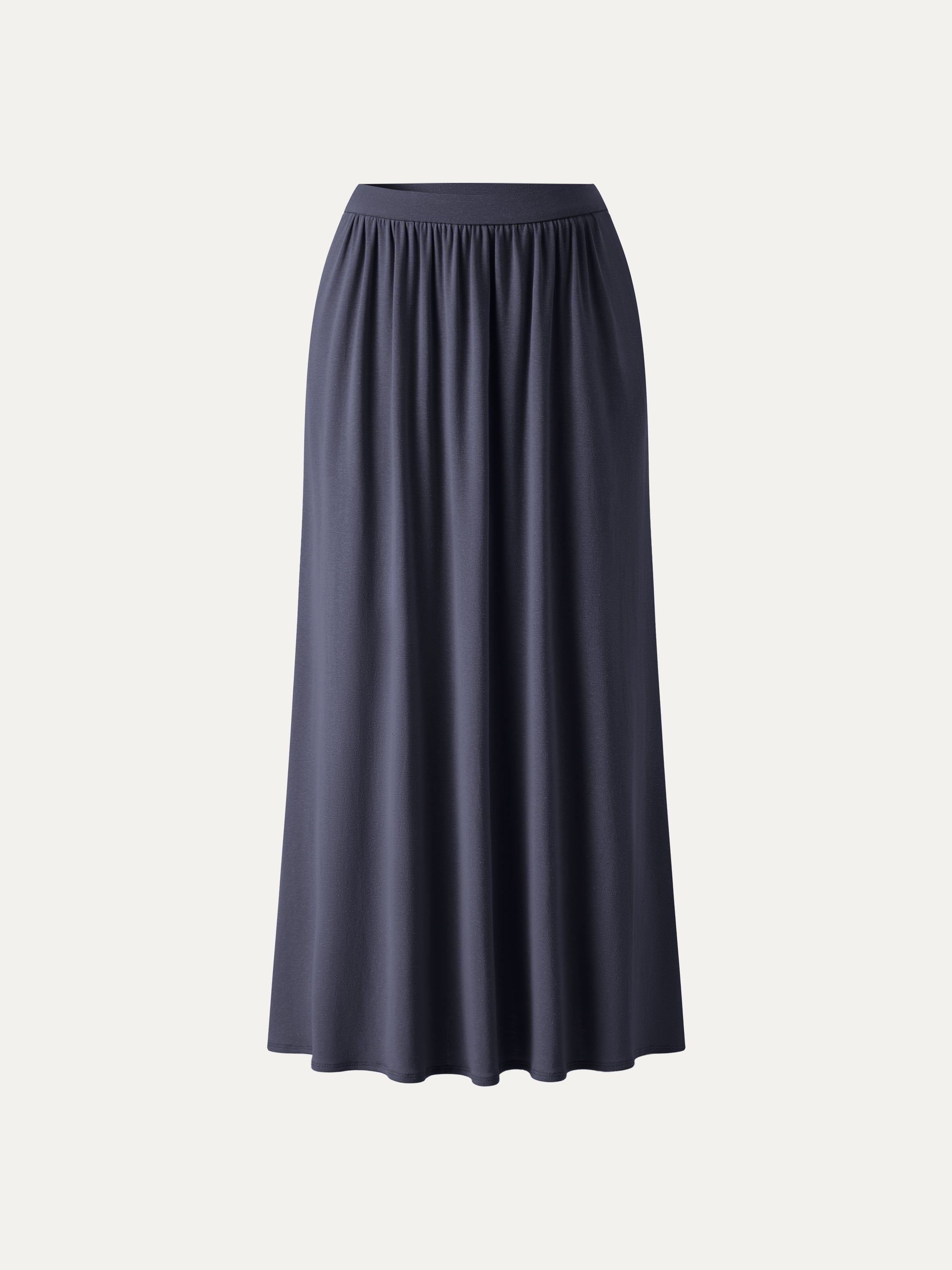 OGLmove Soft Linen Knit Gathered A-Line Maxi Skirt with Pockets