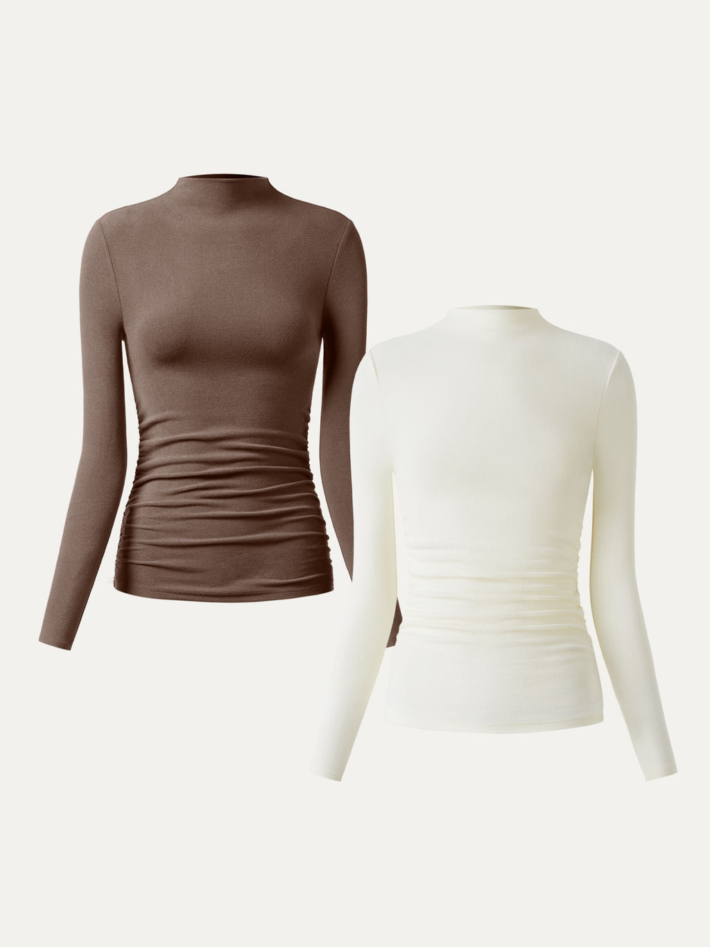 OGLmove Eco-Mousse ProWarm Brushed Rib Mockneck Top Off White
