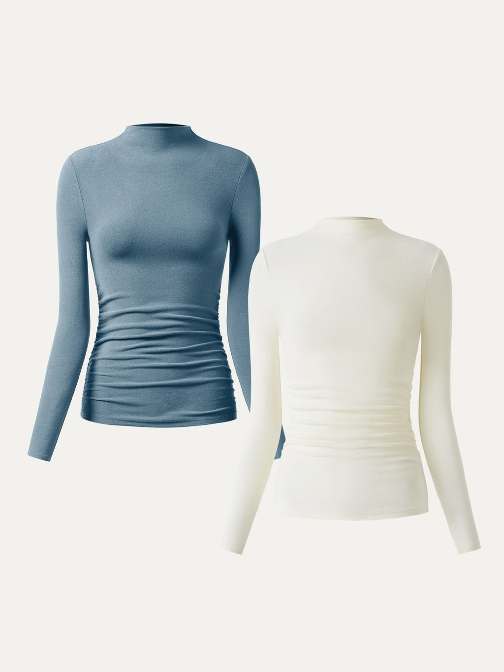 OGLmove Eco-Mousse ProWarm Brushed Rib Mockneck Top Off White