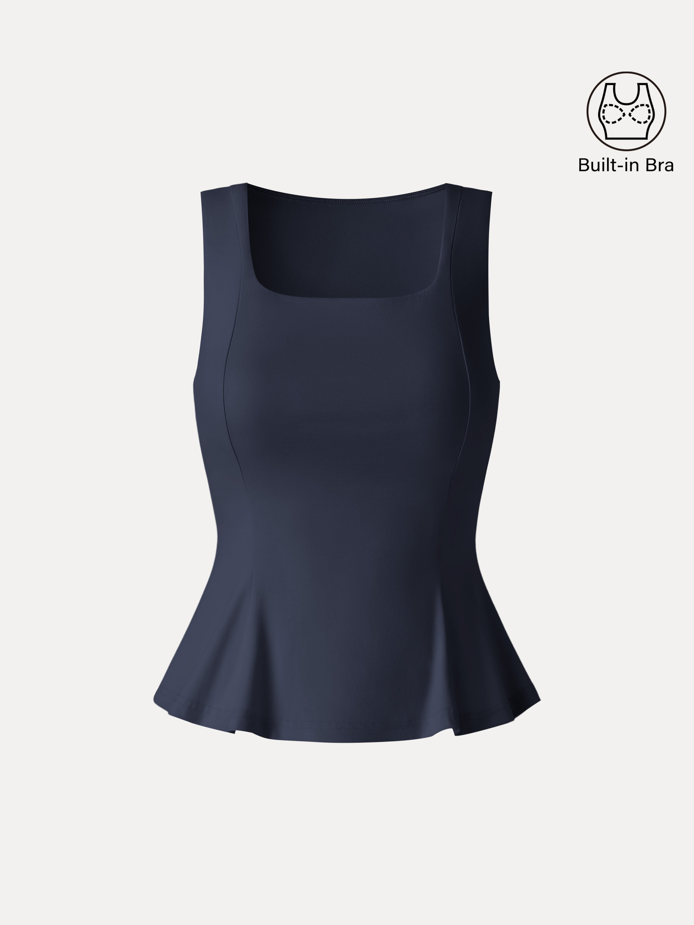 OGLmove Women's Stretch Ponte Square Neck Peplum Bra Top