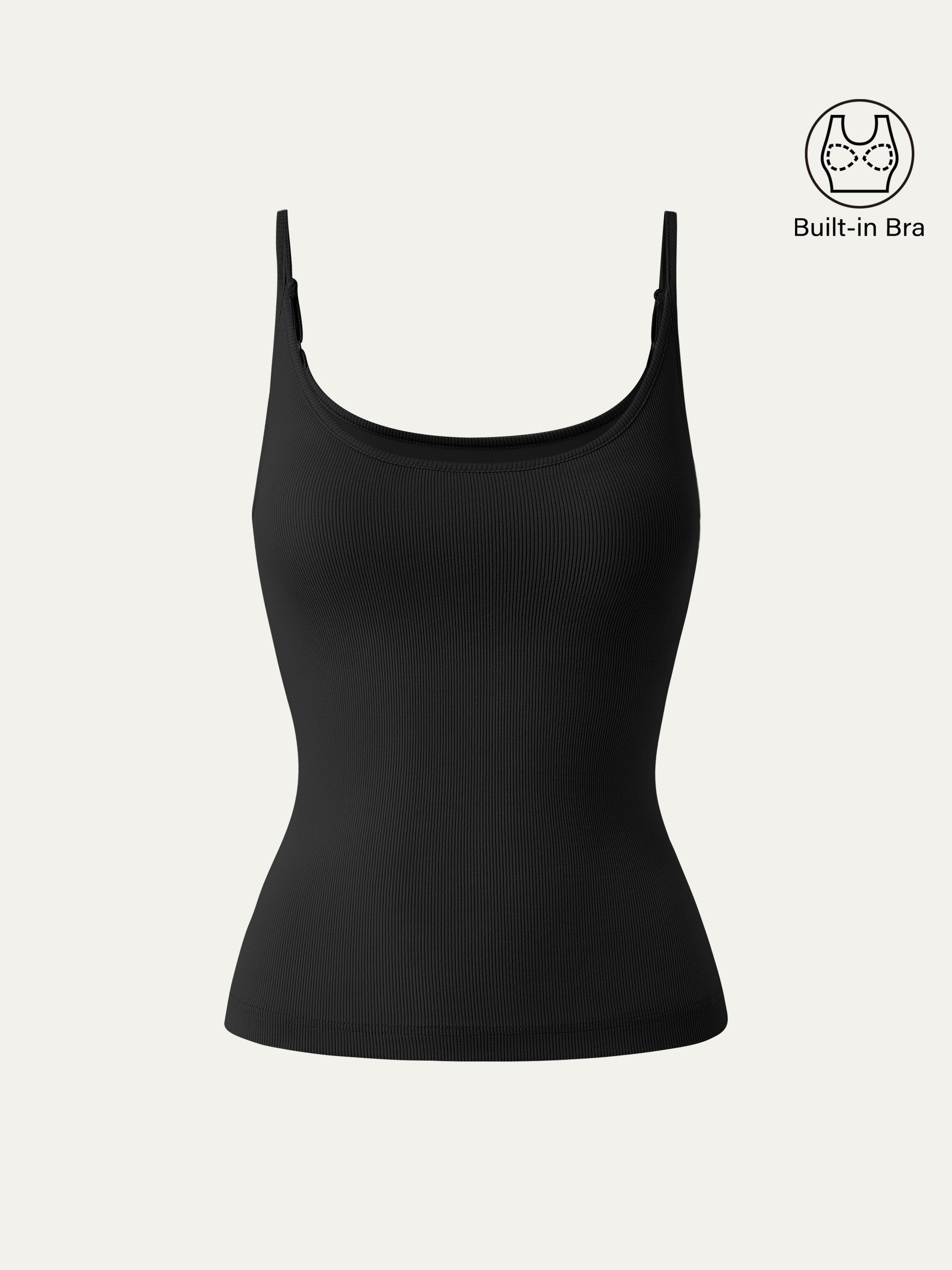 OGLmove Women's Scoop Neck Spaghetti Strap Airy Bra Tank Top