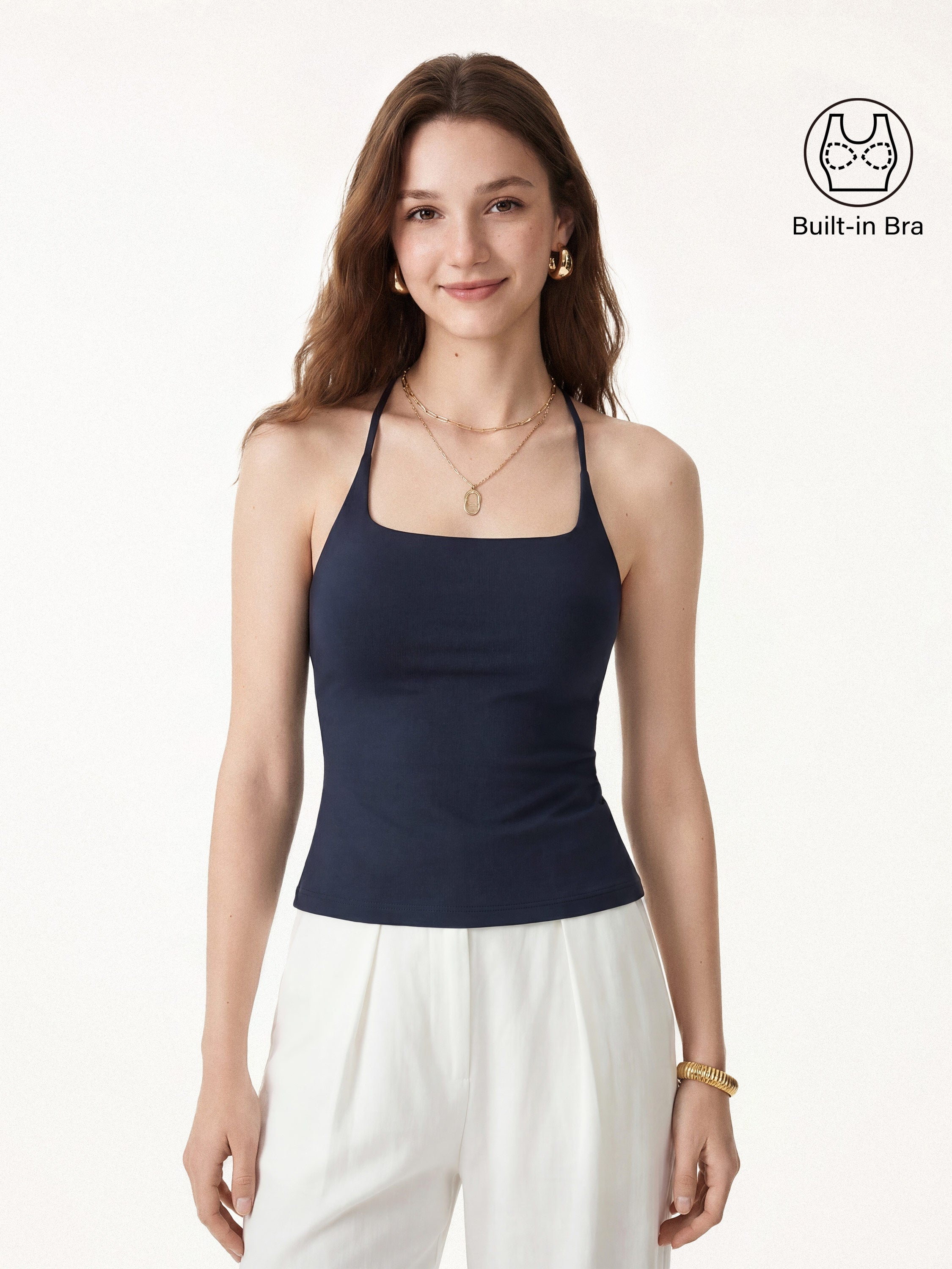 OGLmove Women's Square Neck Spaghetti Bra Tank