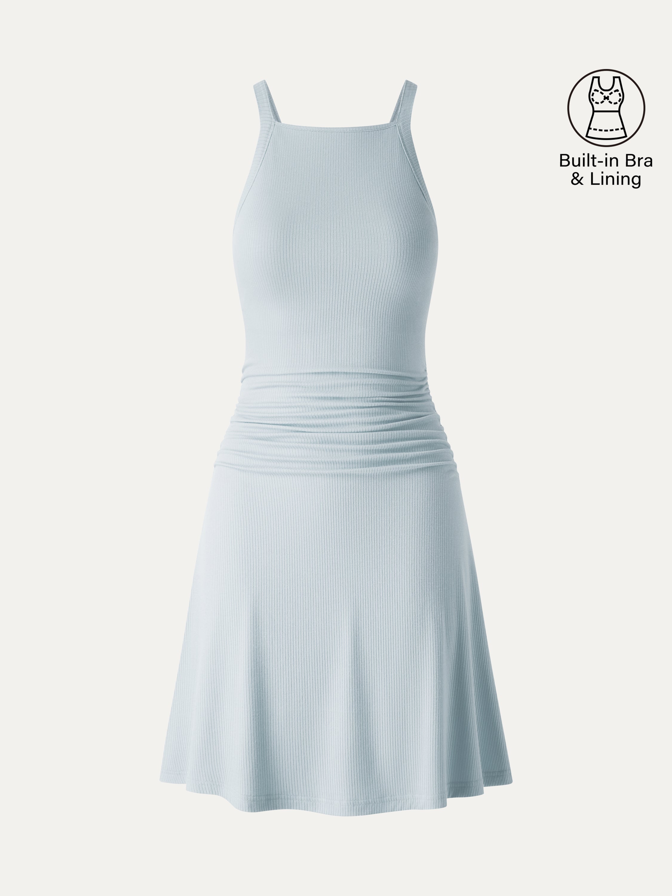 OGLmove CoolTouch Square Neck Ruched Mini Bra Dress