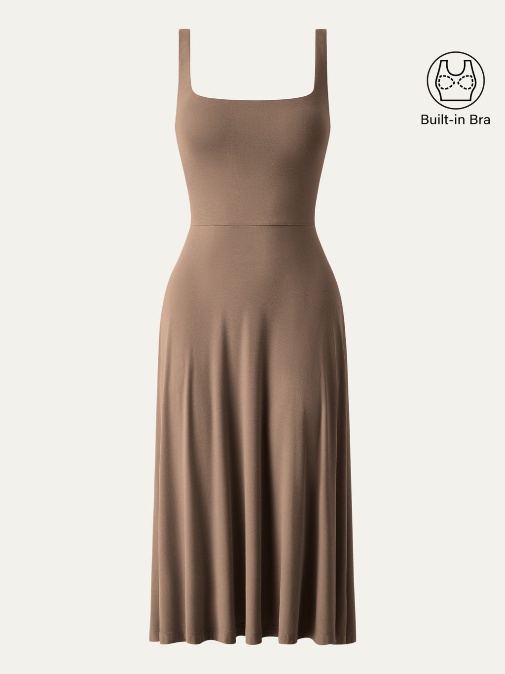 OGLmove Square Neck Flowy New Airy Bra Midi Dress