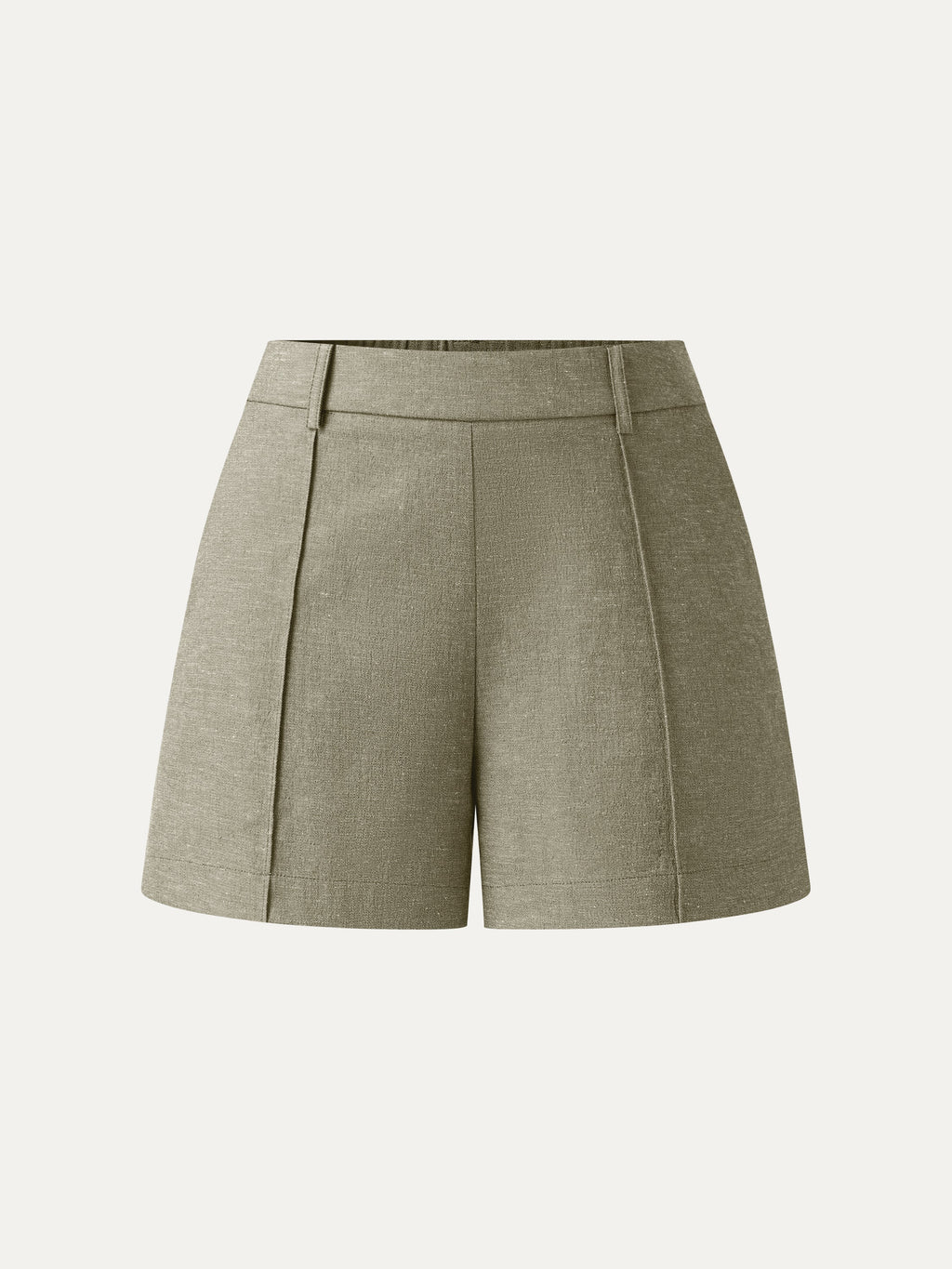 OGLmove Linen-Like Mid Rise Pintuck Shorts with Pockets
