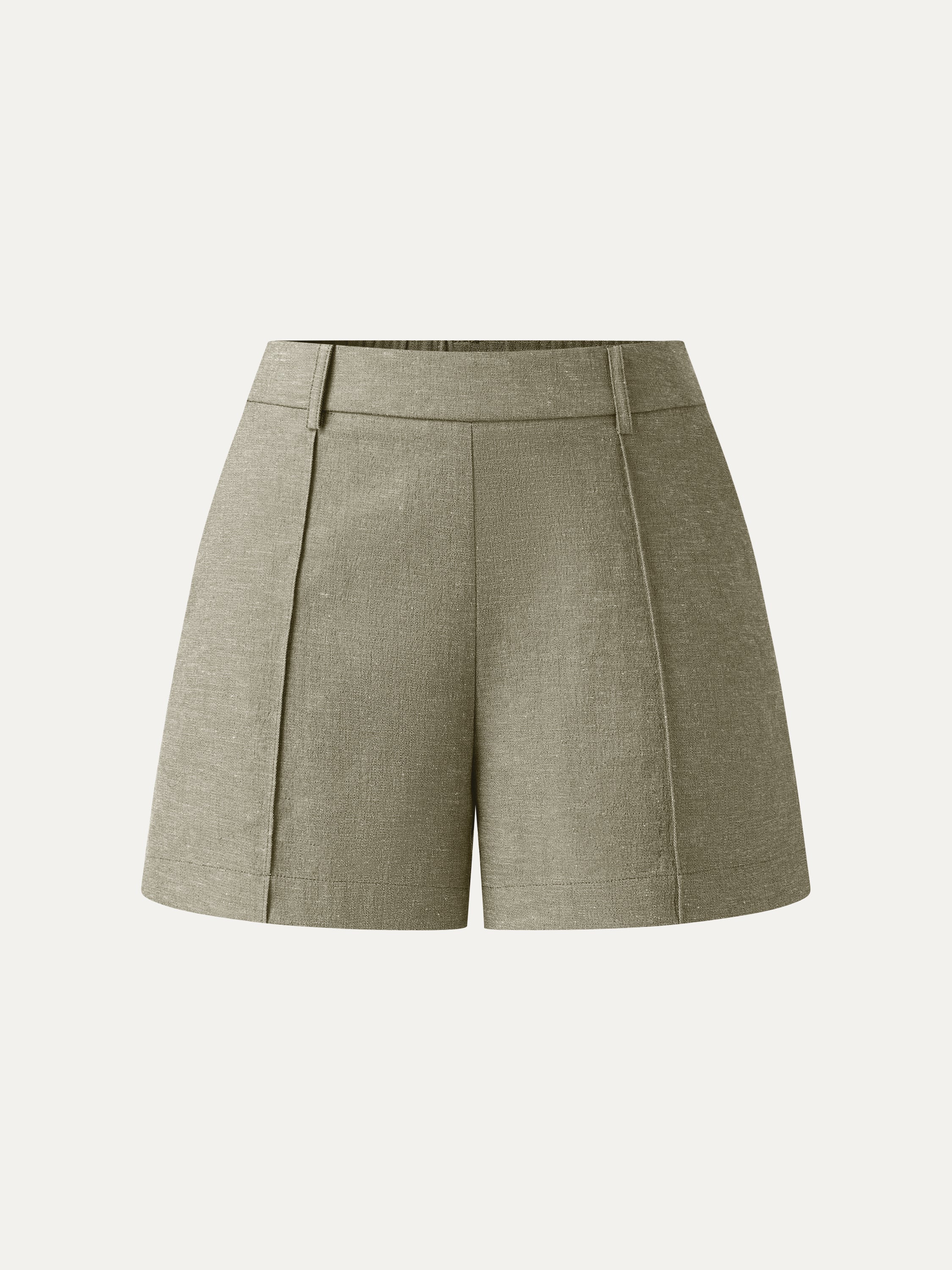 OGLmove Linen-Like Mid Rise Pintuck Shorts with Pockets