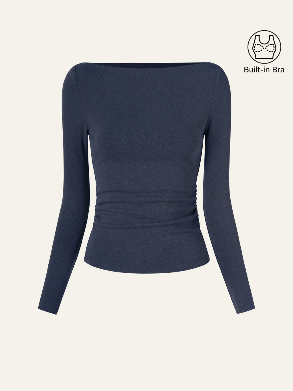 OGLmove Side Ruched Boatneck Bra Top