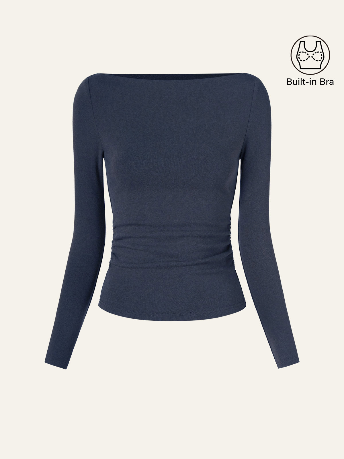 OGLmove Side Ruched Boatneck Bra Top