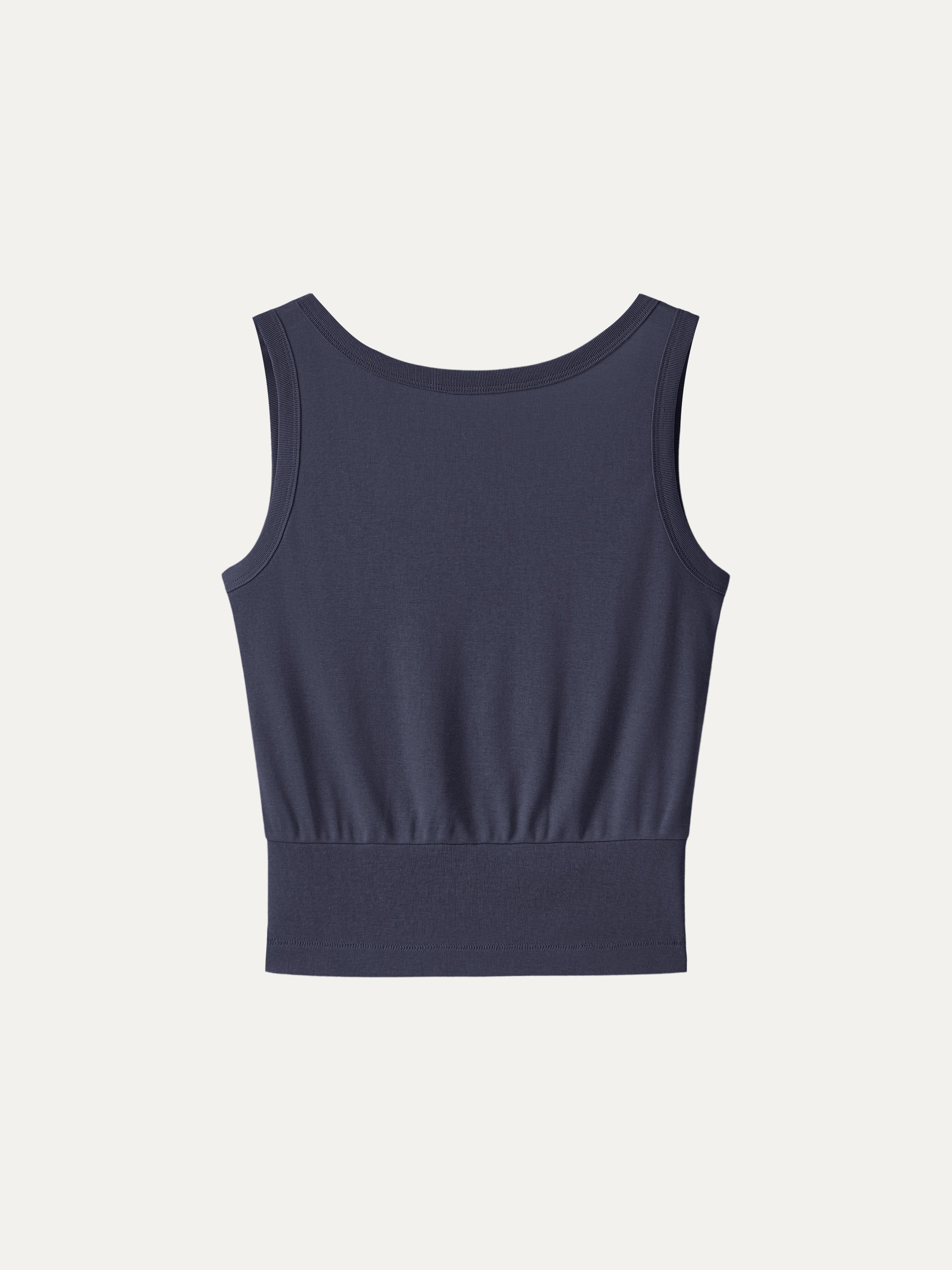 OGLmove Cotton-Linen Blend Reversible Boatneck Low Back Top