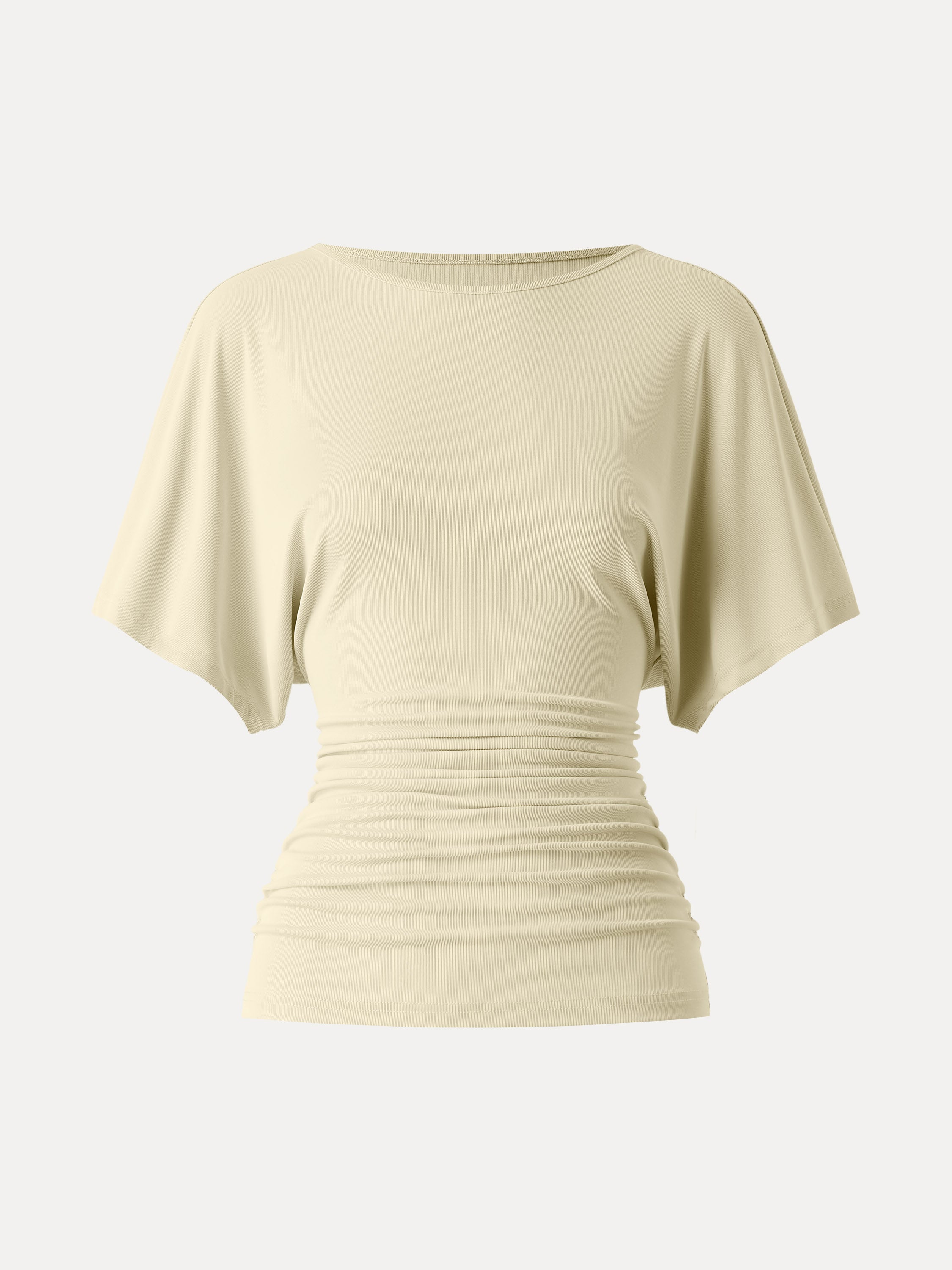 OGLmove Boatneck Batwing Sleeve Side Ruched Top
