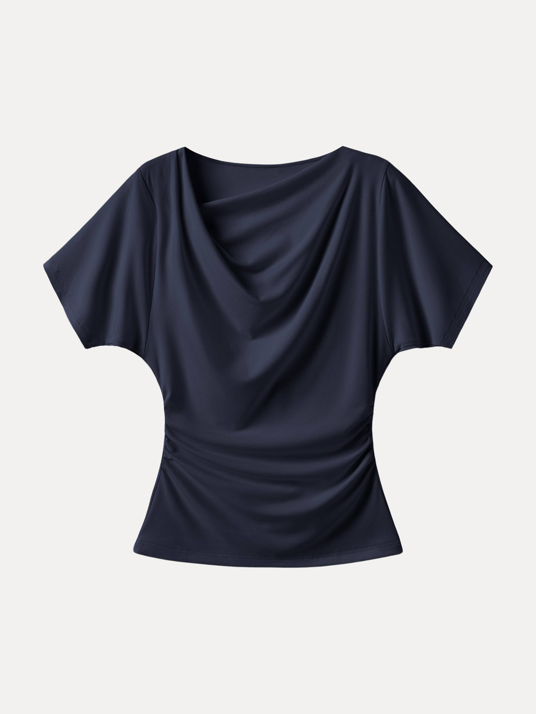 OGLmove Asymmetrical Cowl Neck Ruched Top