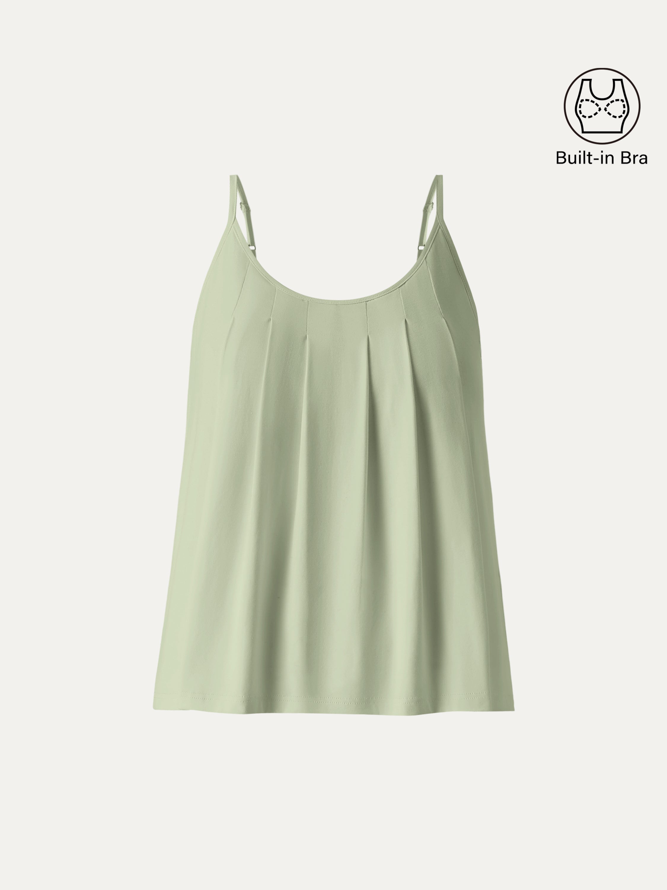 OGLmove U-Neck Pleated Spaghetti Bra Tank