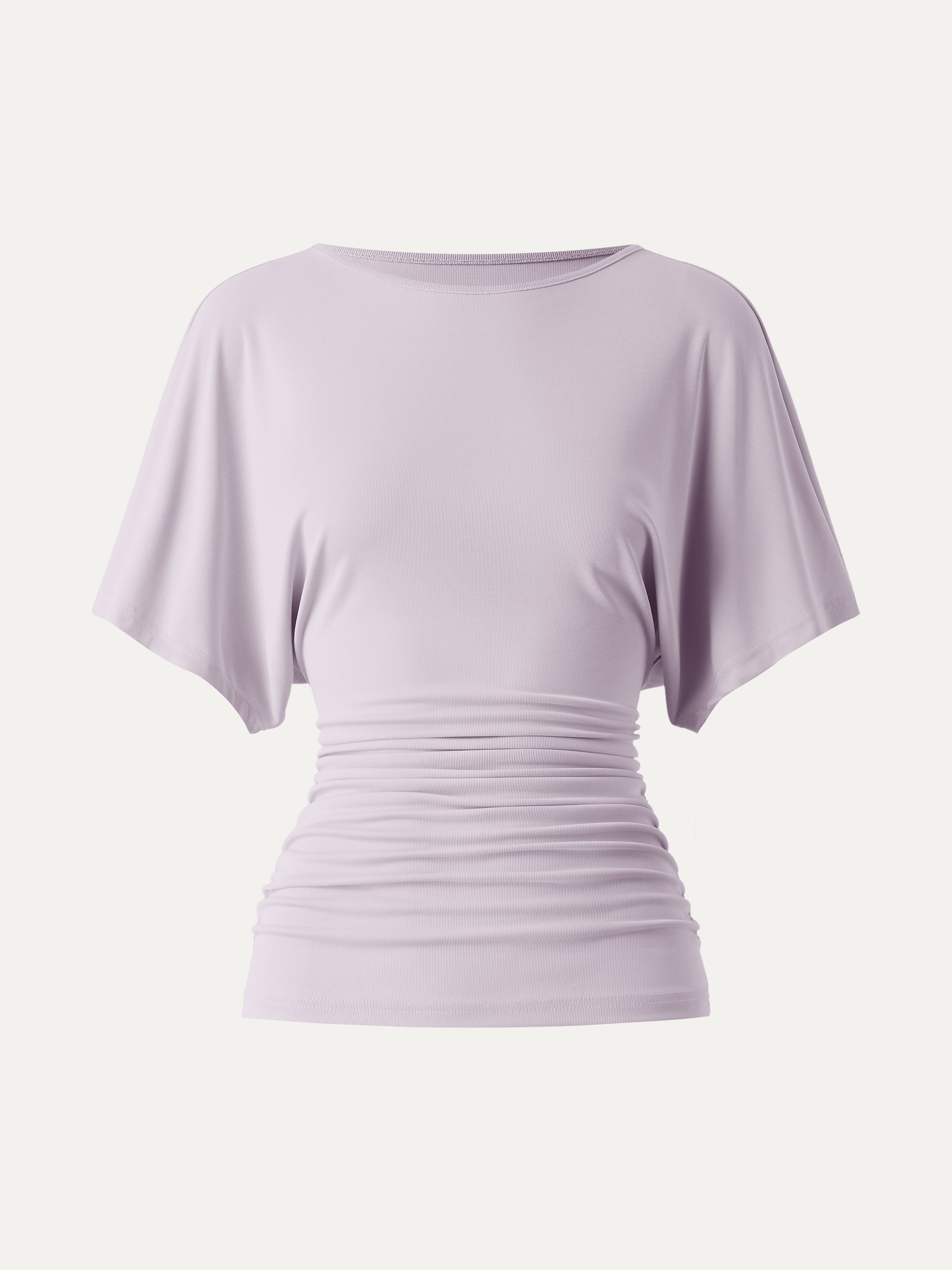 OGLmove Boatneck Batwing Sleeve Side Ruched Top
