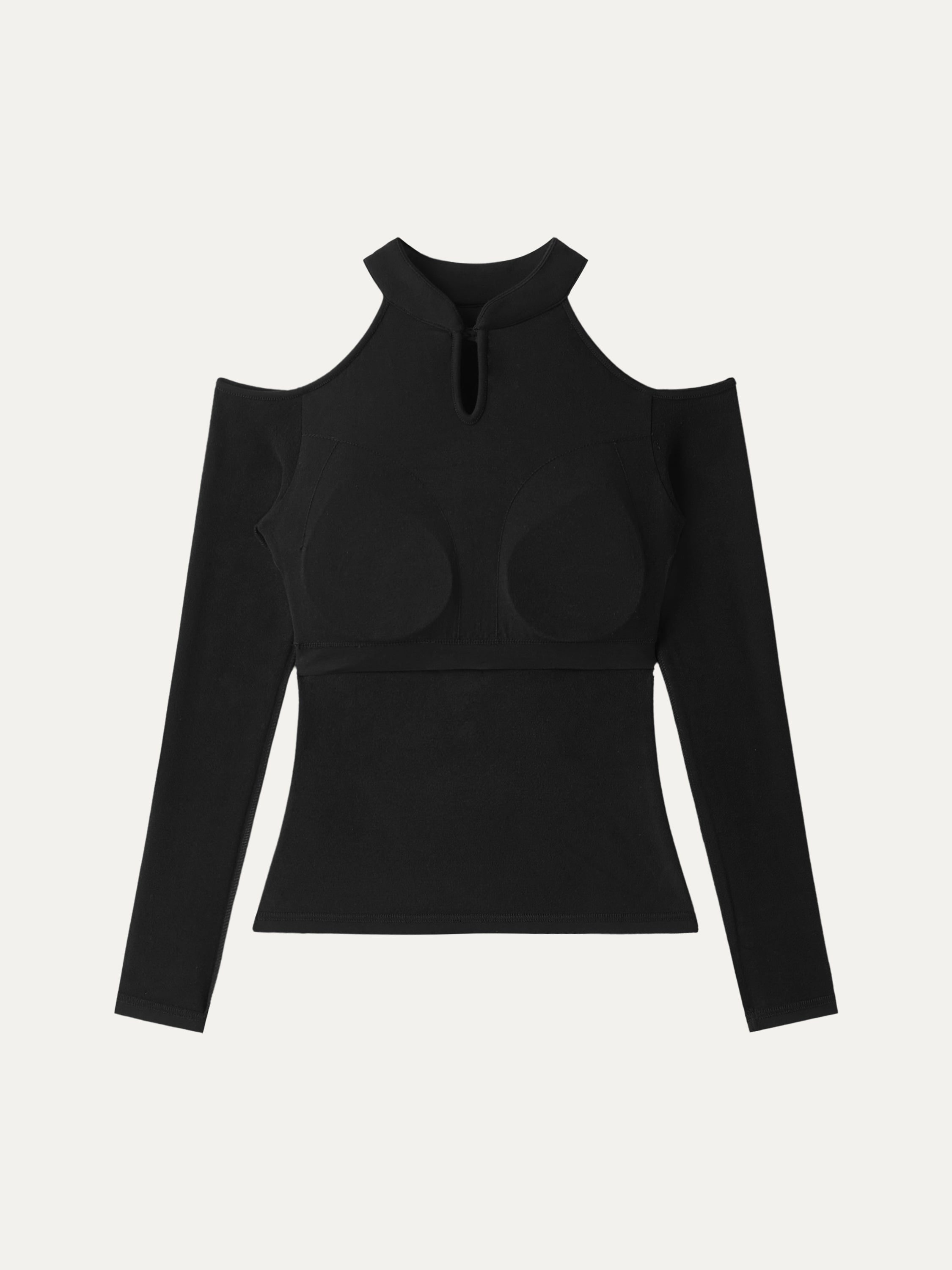 OGLmove Cutout Shoulder Mandarin Collar Bra Top