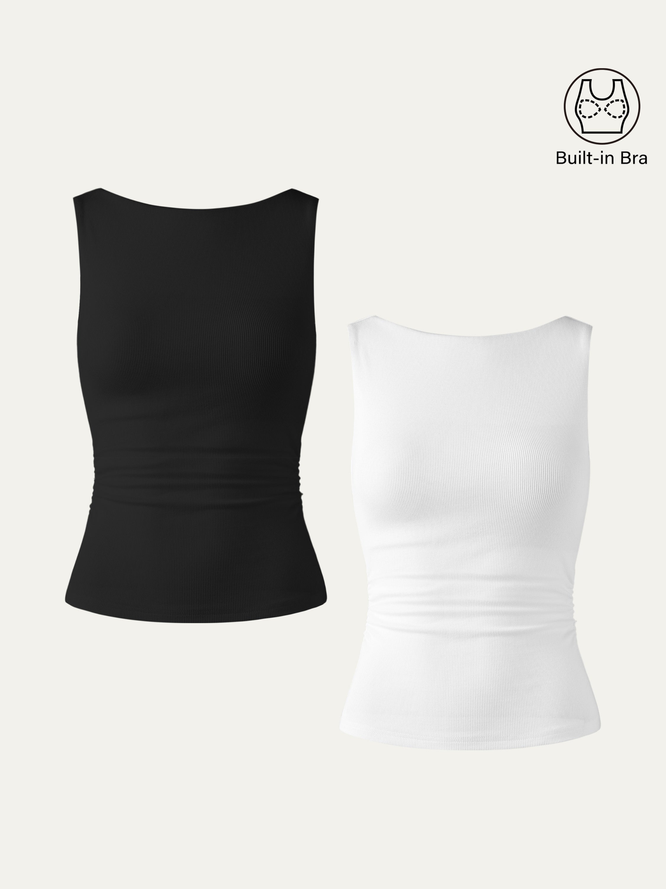 OGLmove Elastic Open Back Bra Tank White