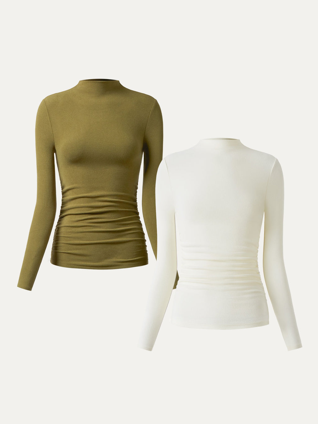 OGLmove Eco-Mousse ProWarm Brushed Rib Mockneck Top Off White
