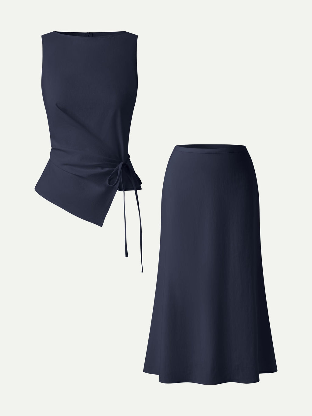 OGLmove Boatneck Waist-Defined Top & Maxi Flared Pull-On Skirt Set