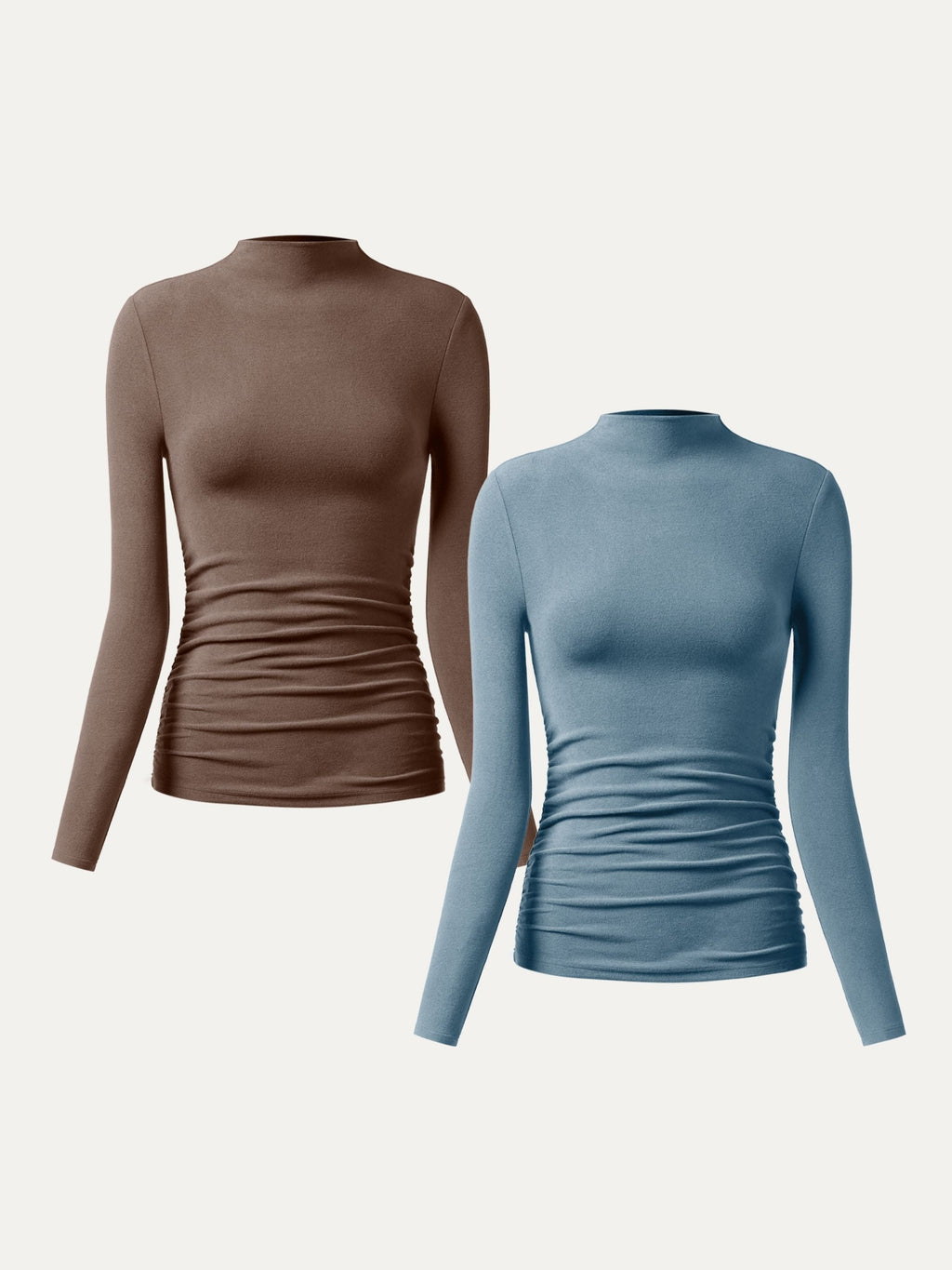 OGLmove Eco-Mousse ProWarm Brushed Rib Mockneck Top Off White