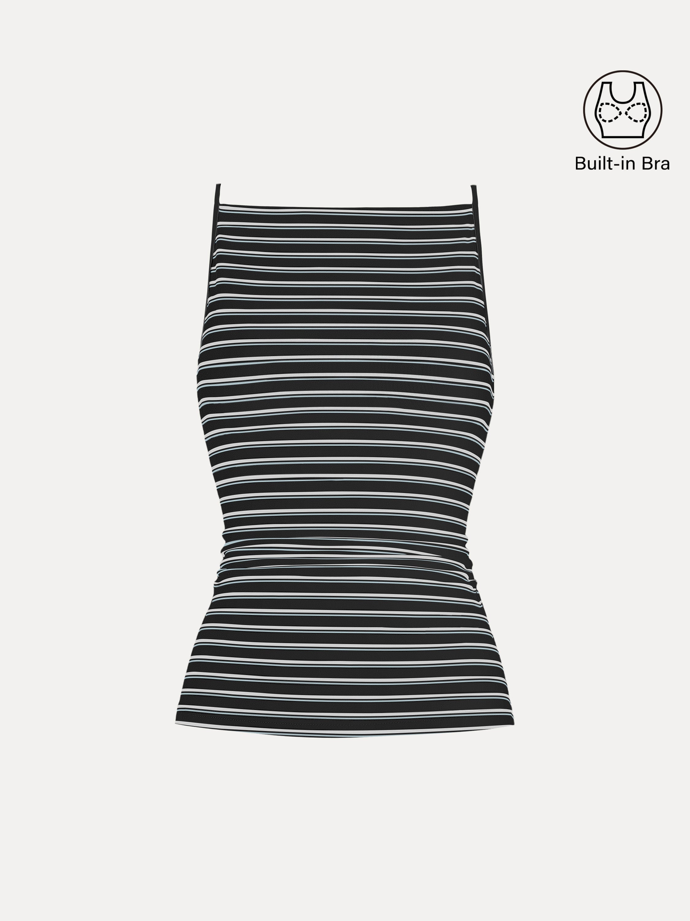 OGLmove Women's Striped Side Ruched Spaghetti Strap Bra Tank