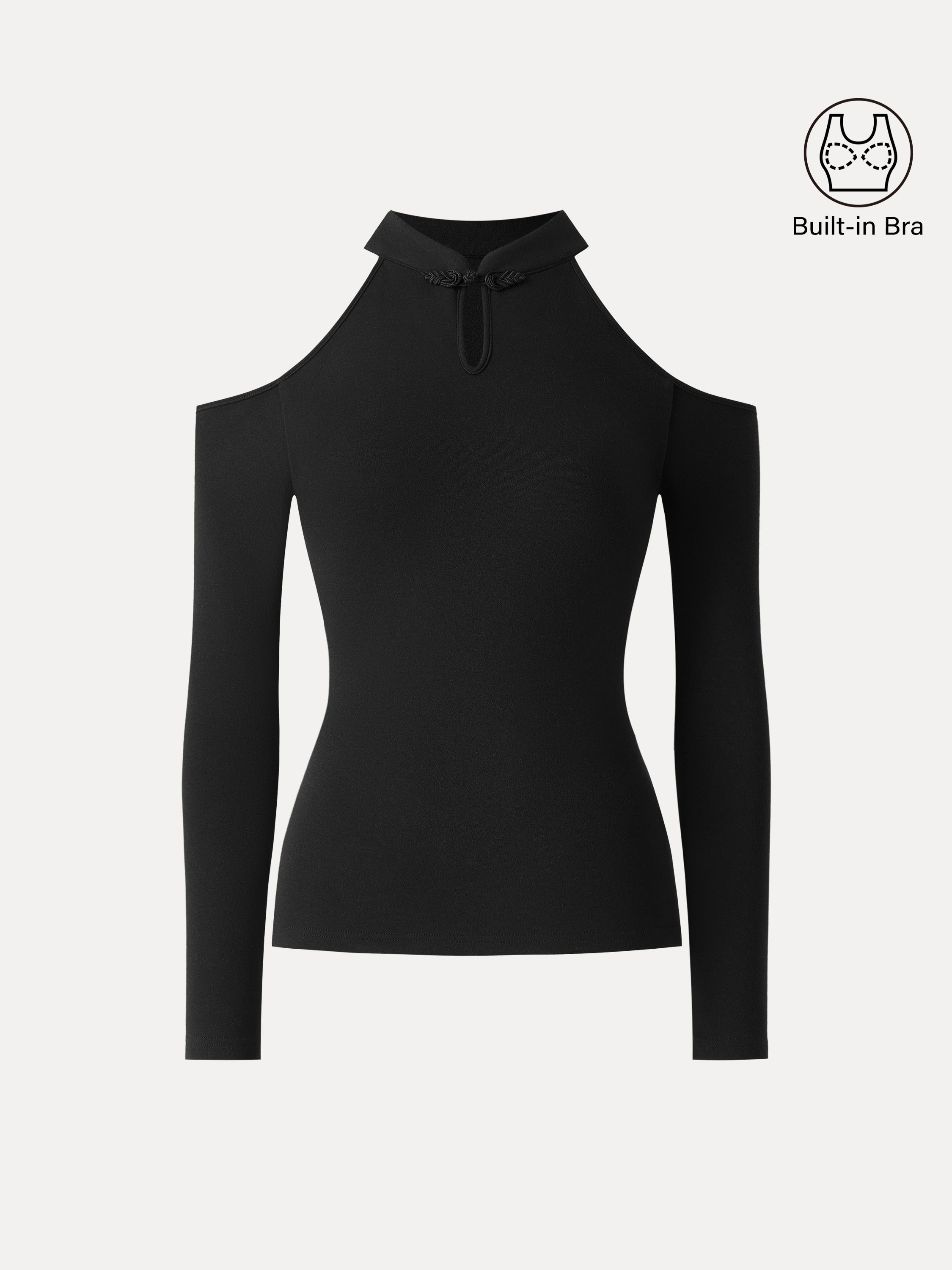 OGLmove Cutout Shoulder Mandarin Collar Bra Top