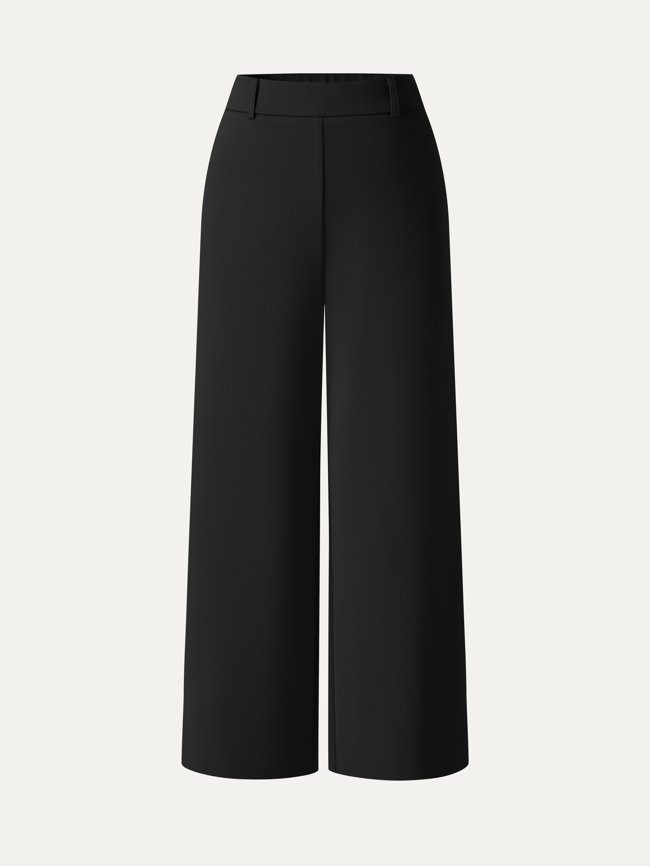 OGLmove Not-See-Thru Mid Rise Cropped Wide Leg Pants with Pockets