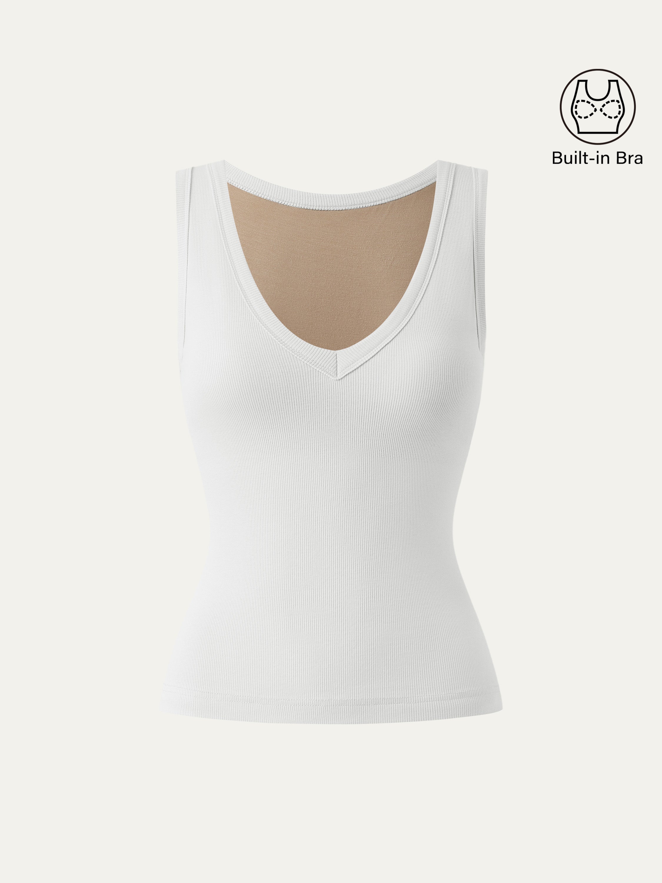 OGLmove Stretchy Cotton Air Bra V-Neck Tank Top Heather Grey