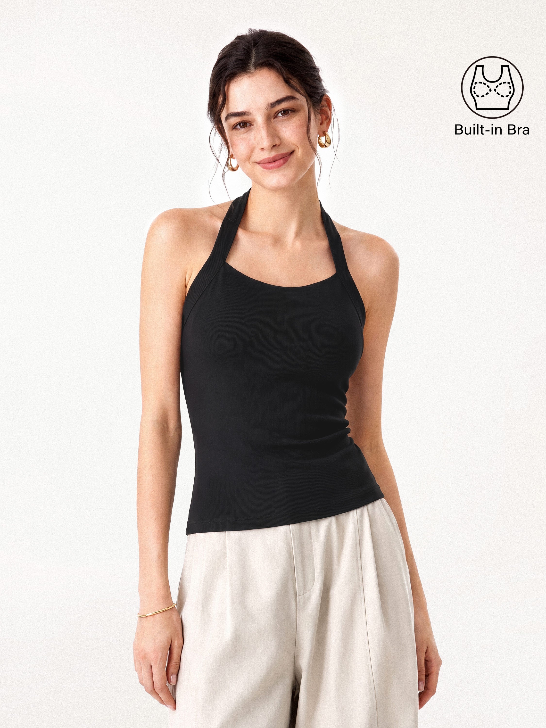 OGLmove Halter Neck Banded Hem Bra Tank