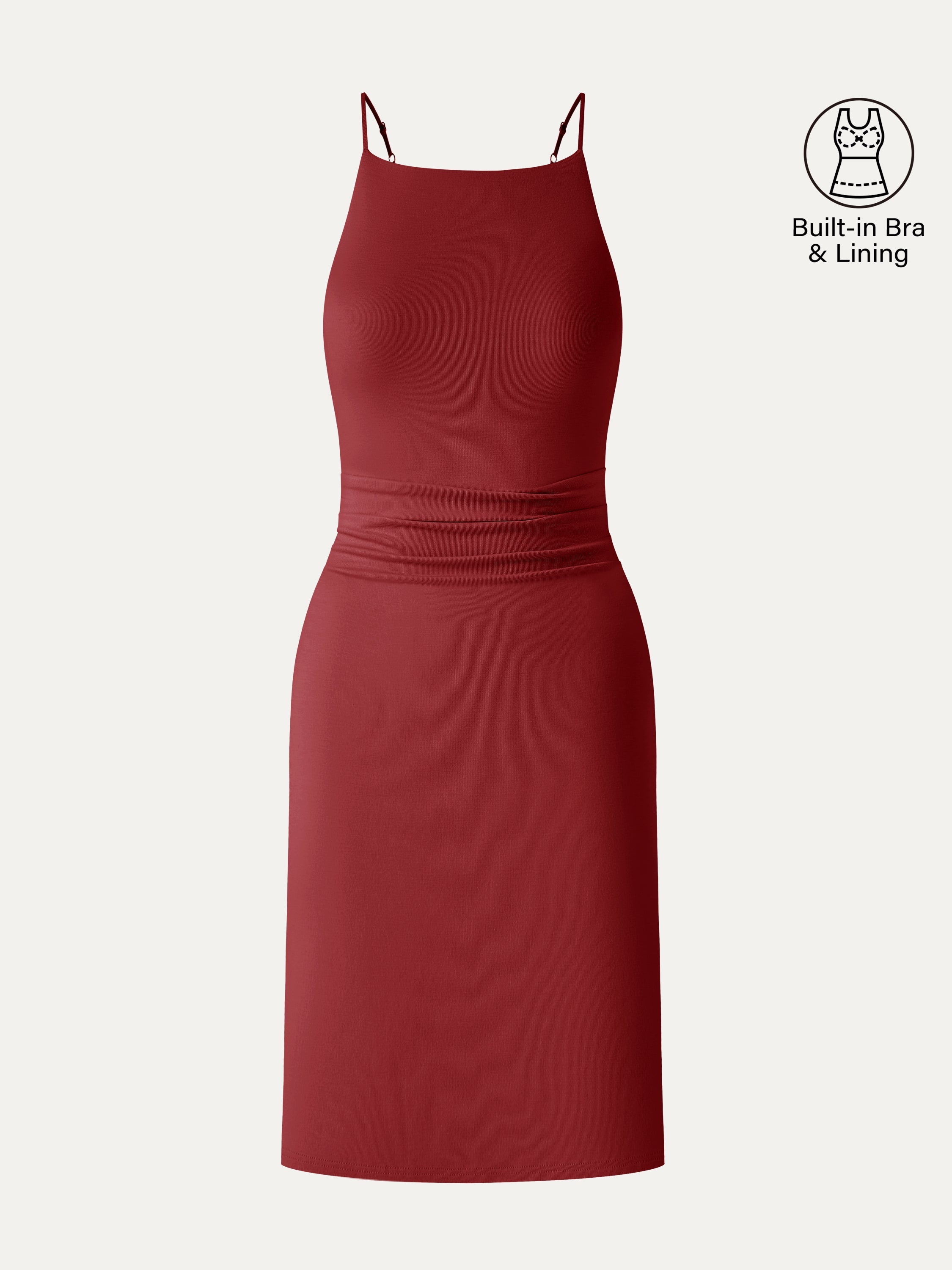 OGLmove Women's CoolTouch A-Line Ruched Mini Bra Dress