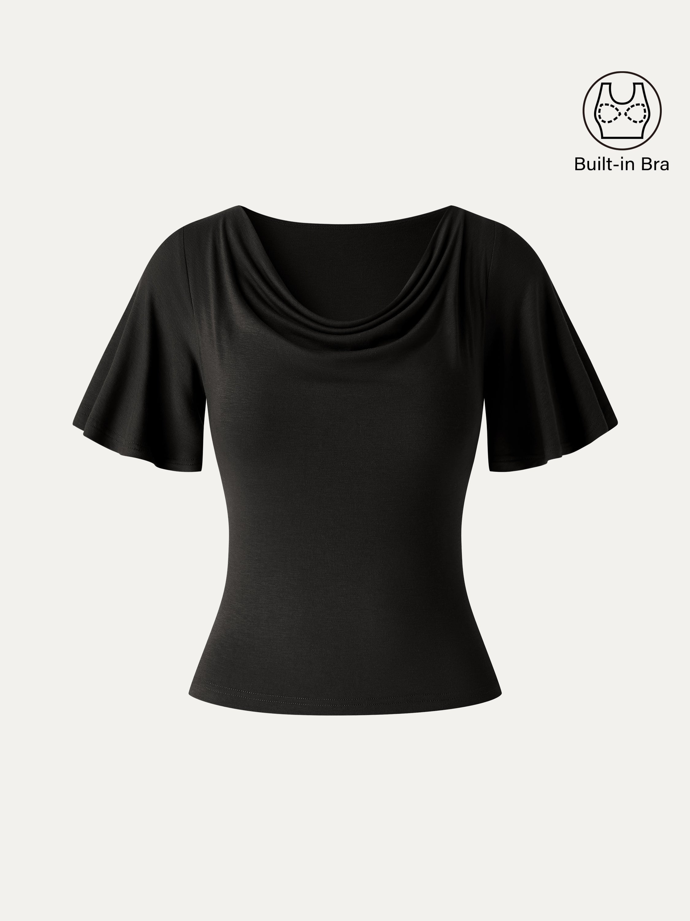 OGLmove CoolTouch Cowl Neck Flutter Sleeve Bra Top