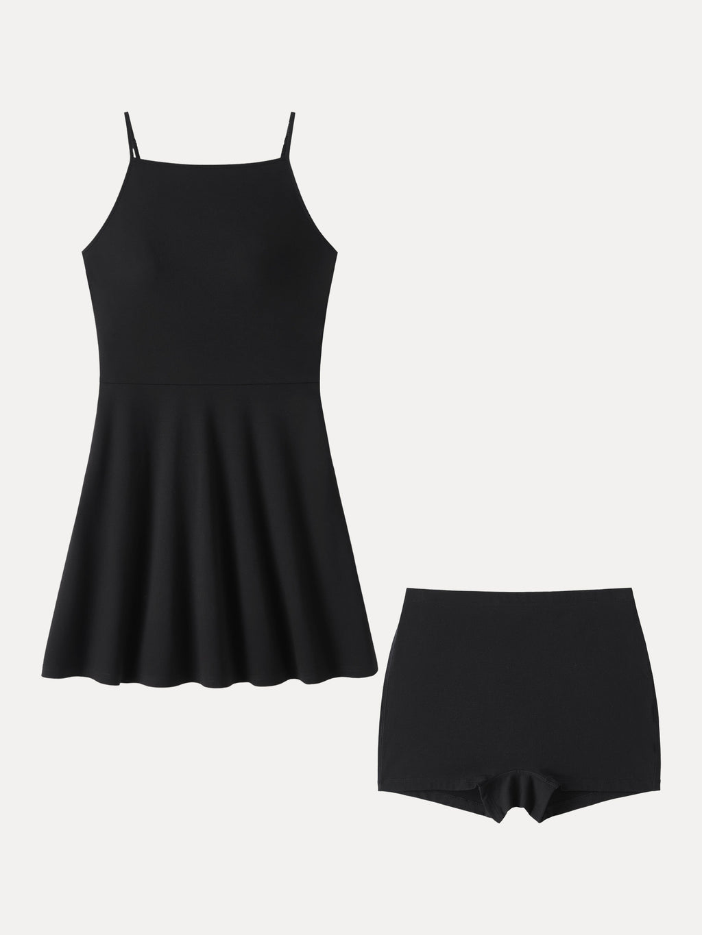 OGLmove Women's Stretch Ponte Square Neck Mini A-Line Bra Dress with Pockets