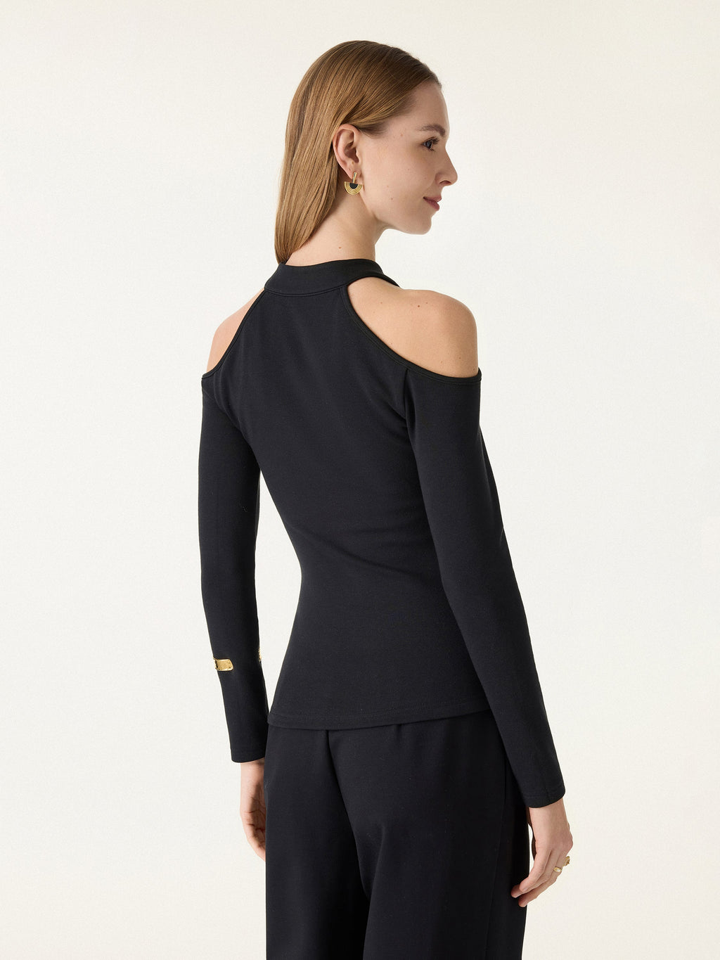 OGLmove Cutout Shoulder Mandarin Collar Bra Top