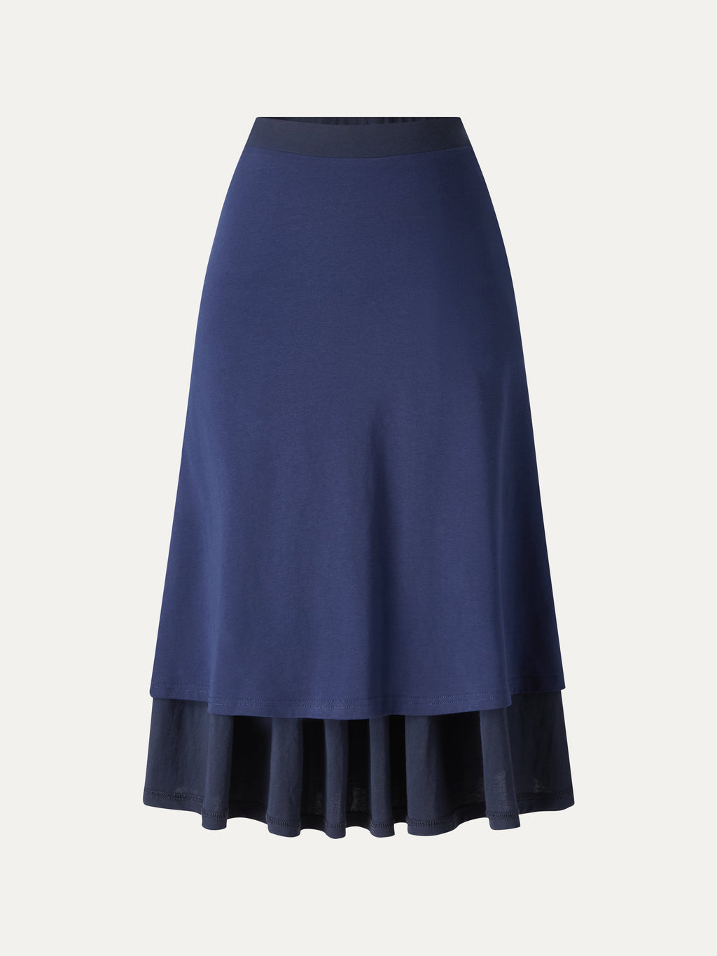 OGLmove Cotton-Linen Gathered Midi Skirt with Pockets
