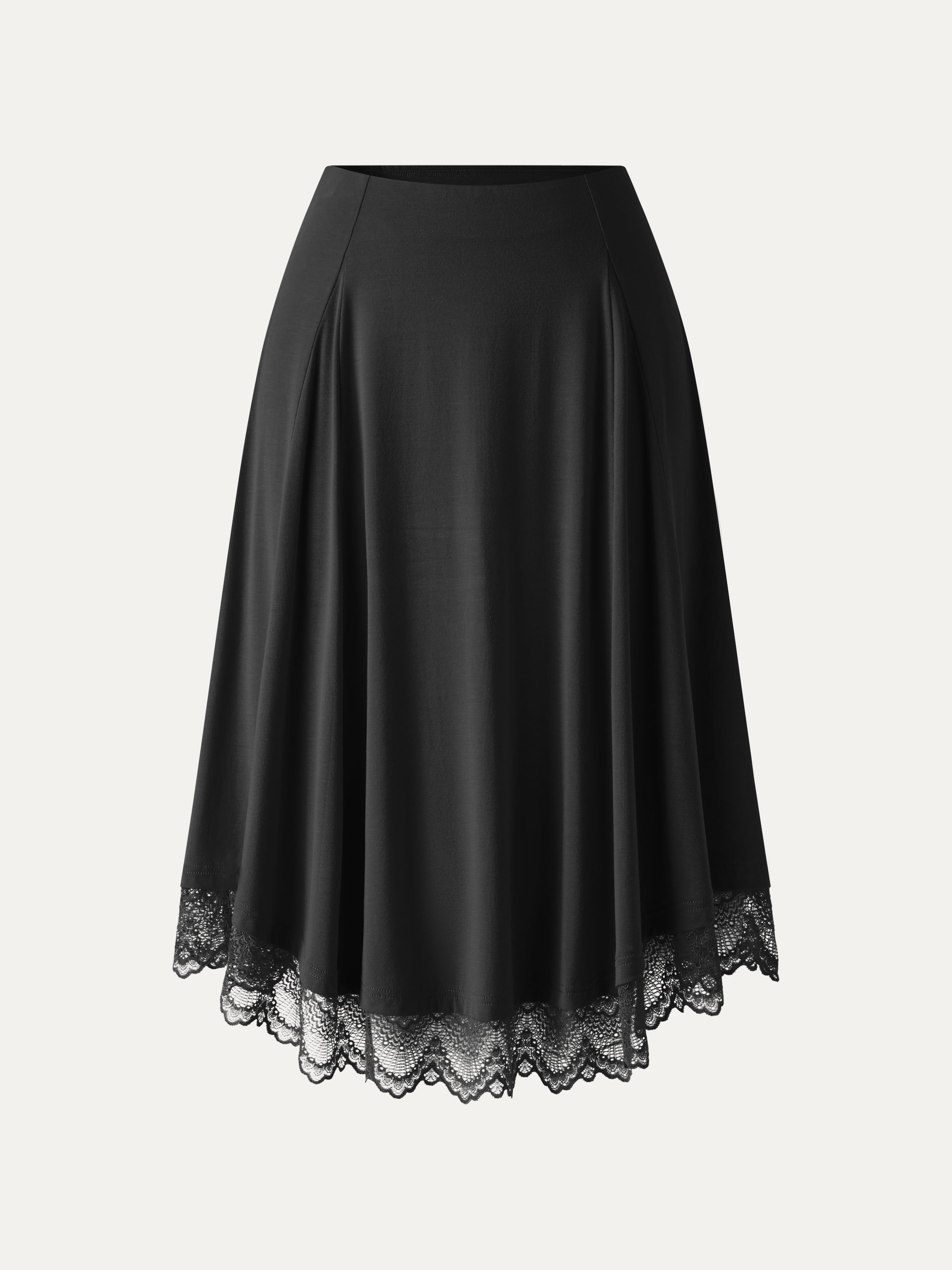 OGLmove Lace Trim Midi Circle Flare Skirt