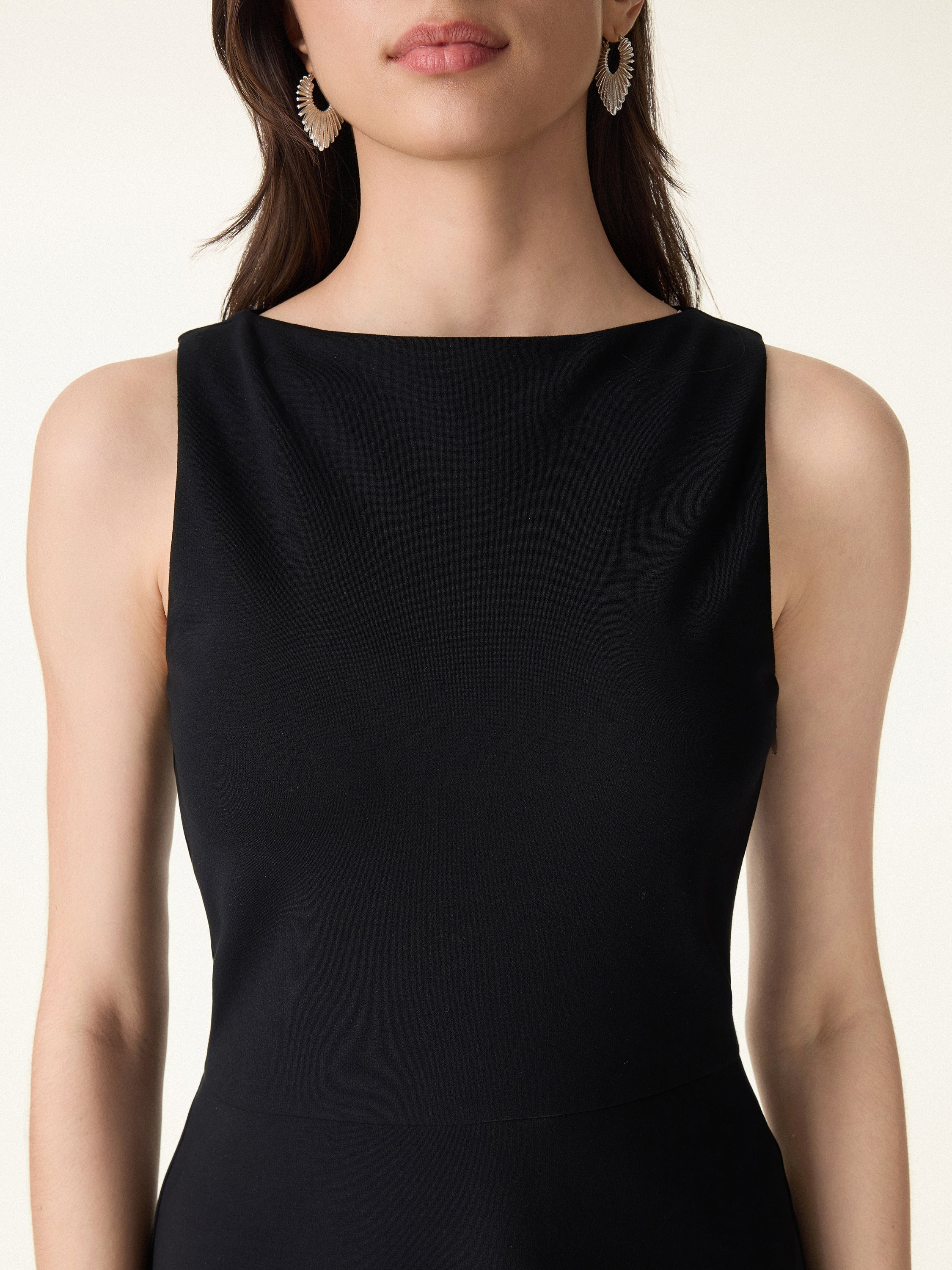 OGLmove Women's Boatneck Fit-and-Flare Mini Bra Dress with Pockets