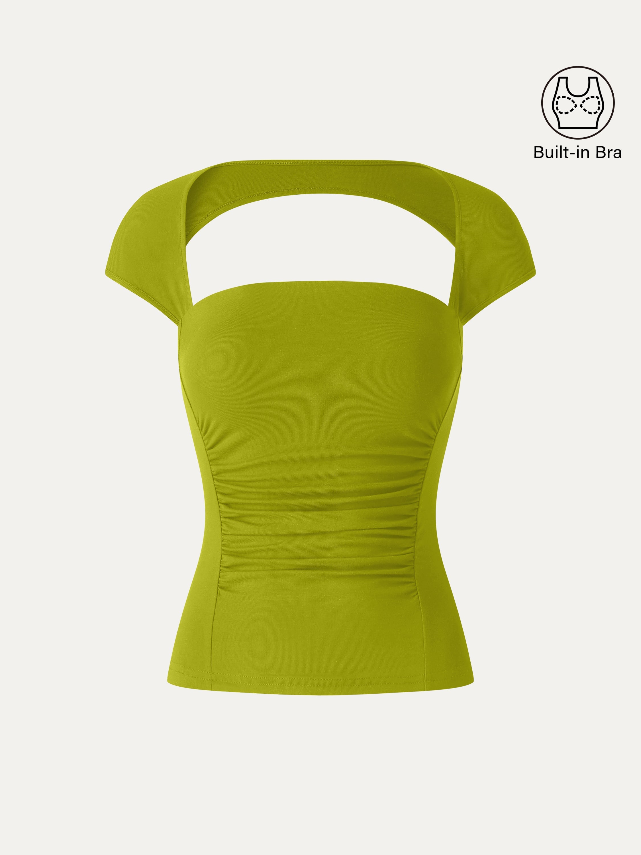 OGLmove SkinKiss Square Neck Cutout Back Ruched Bra Top