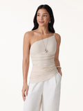OGLmove Women's Ruched One Shoulder Asymmetrical Bra Top