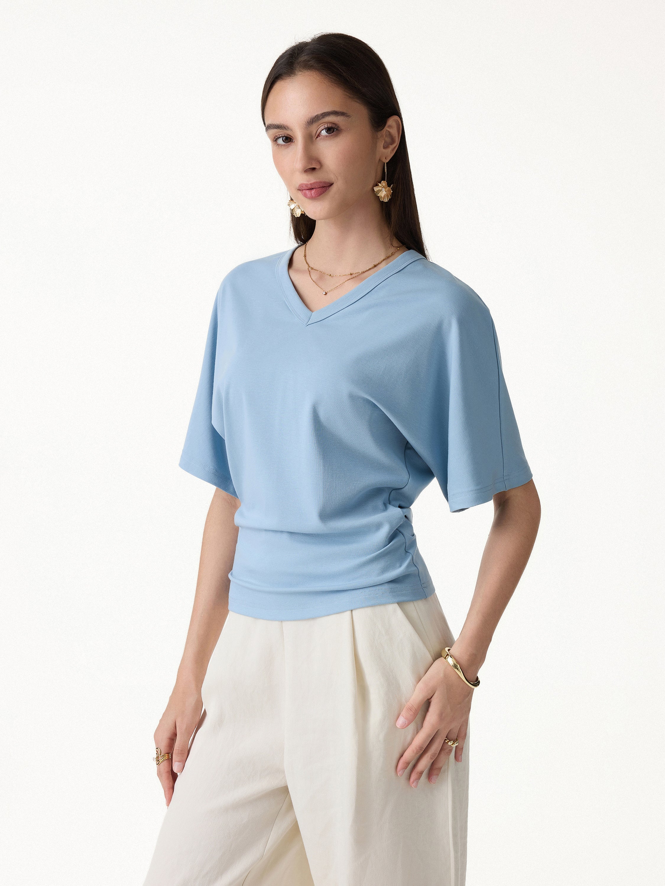 OGLmove V-Neck Waist-Defining Summer Tee