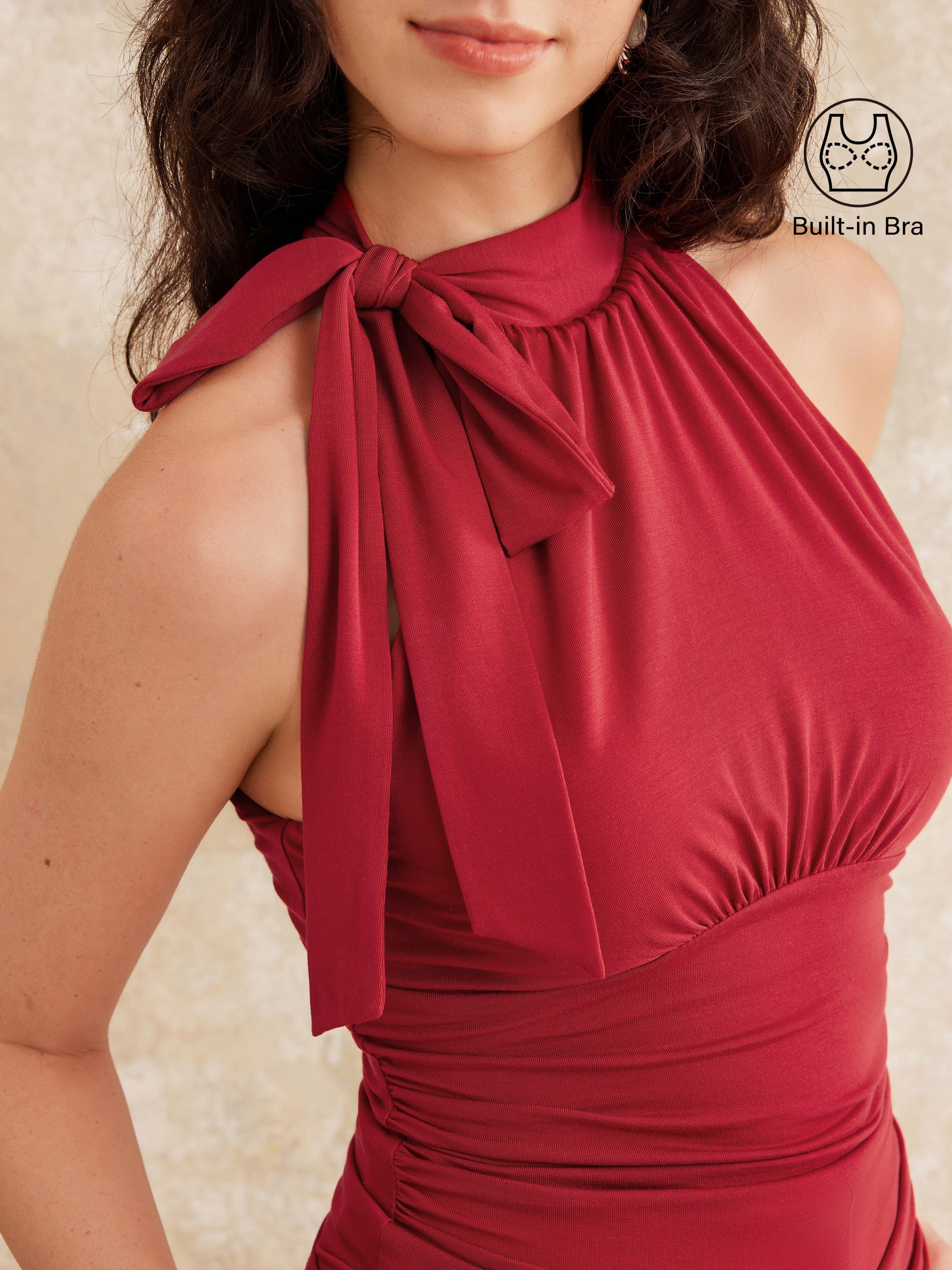 OGLmove Side Ruched High Tie Neck Airy Bra Tank