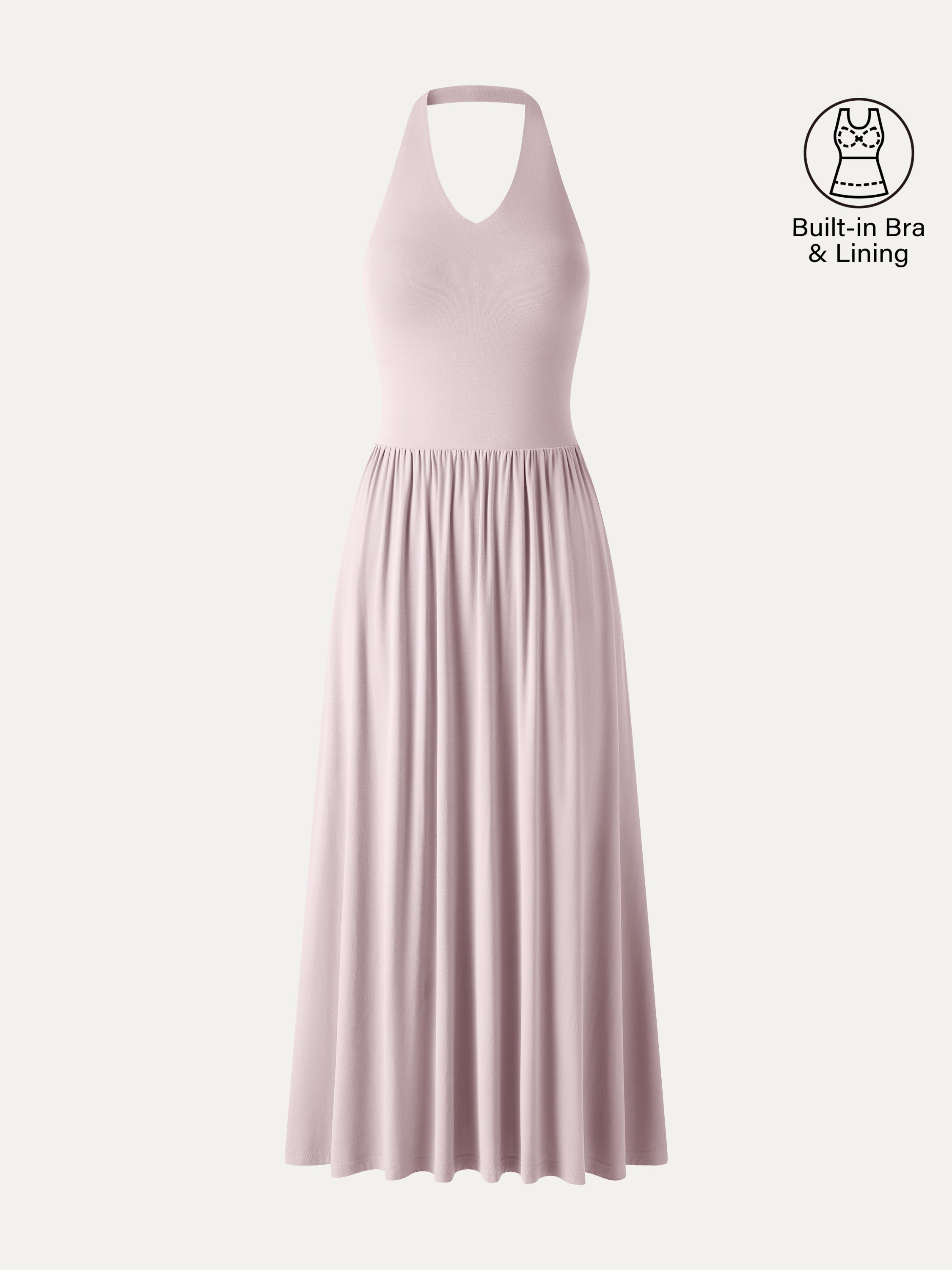 OGLmove SkinKiss Halter Ruched Midi Bra Dress with Pockets
