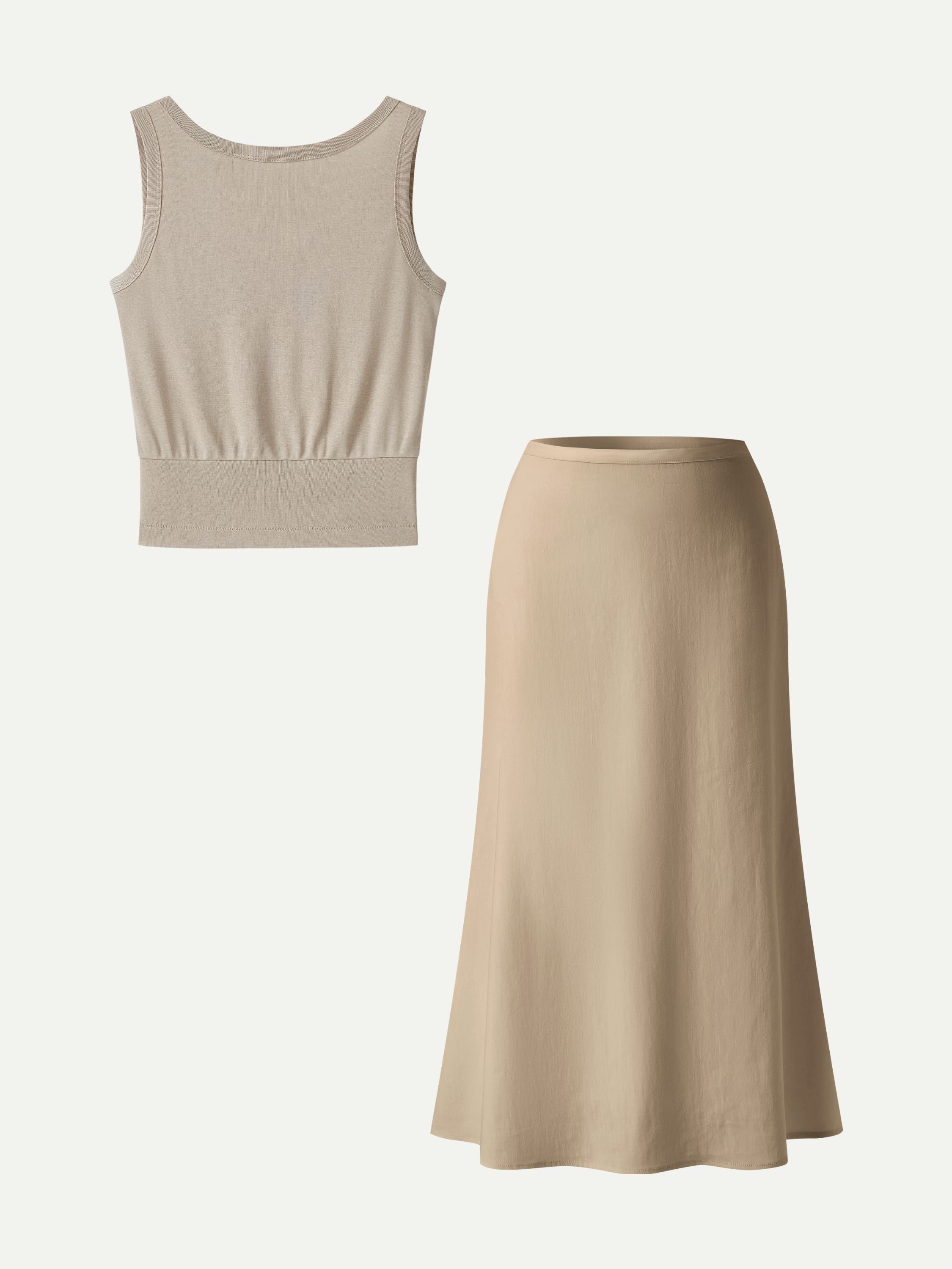 OGLmove Reversible Boatneck Top and Maxi Flared Skirt 2-Piece Set