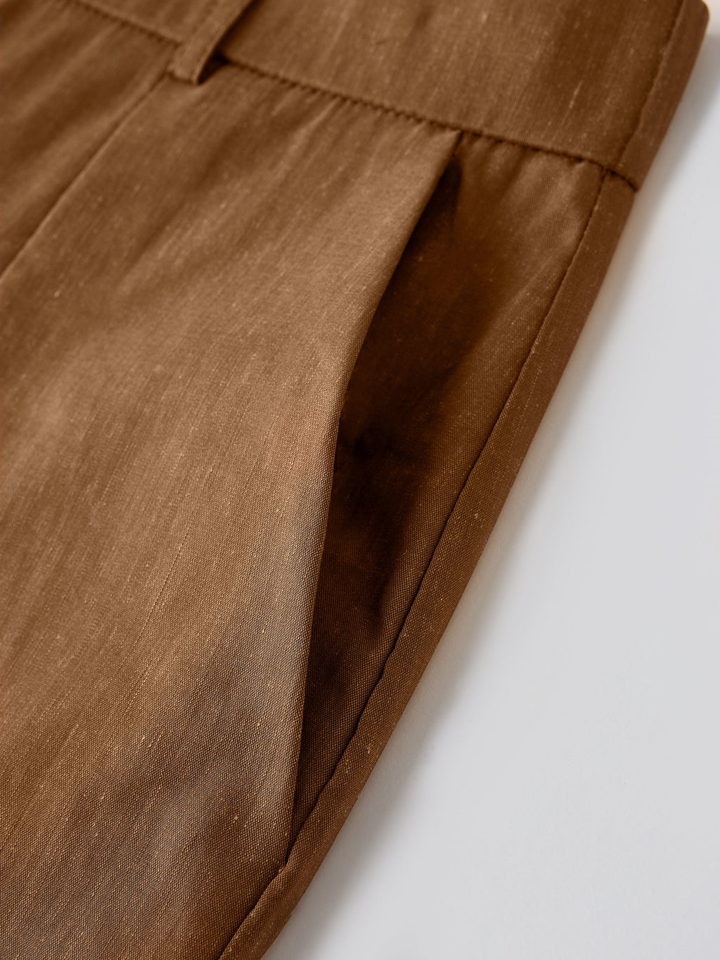 OGLmove Linen Lyocell Blend High Rise Cropped Wide Leg Pant