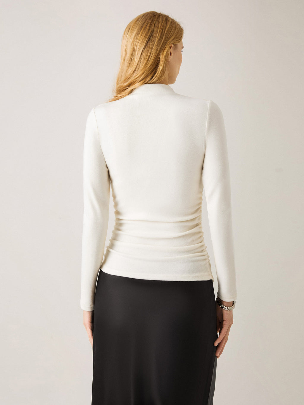 OGLmove Eco-Mousse ProWarm Brushed Rib Mockneck Top Off White