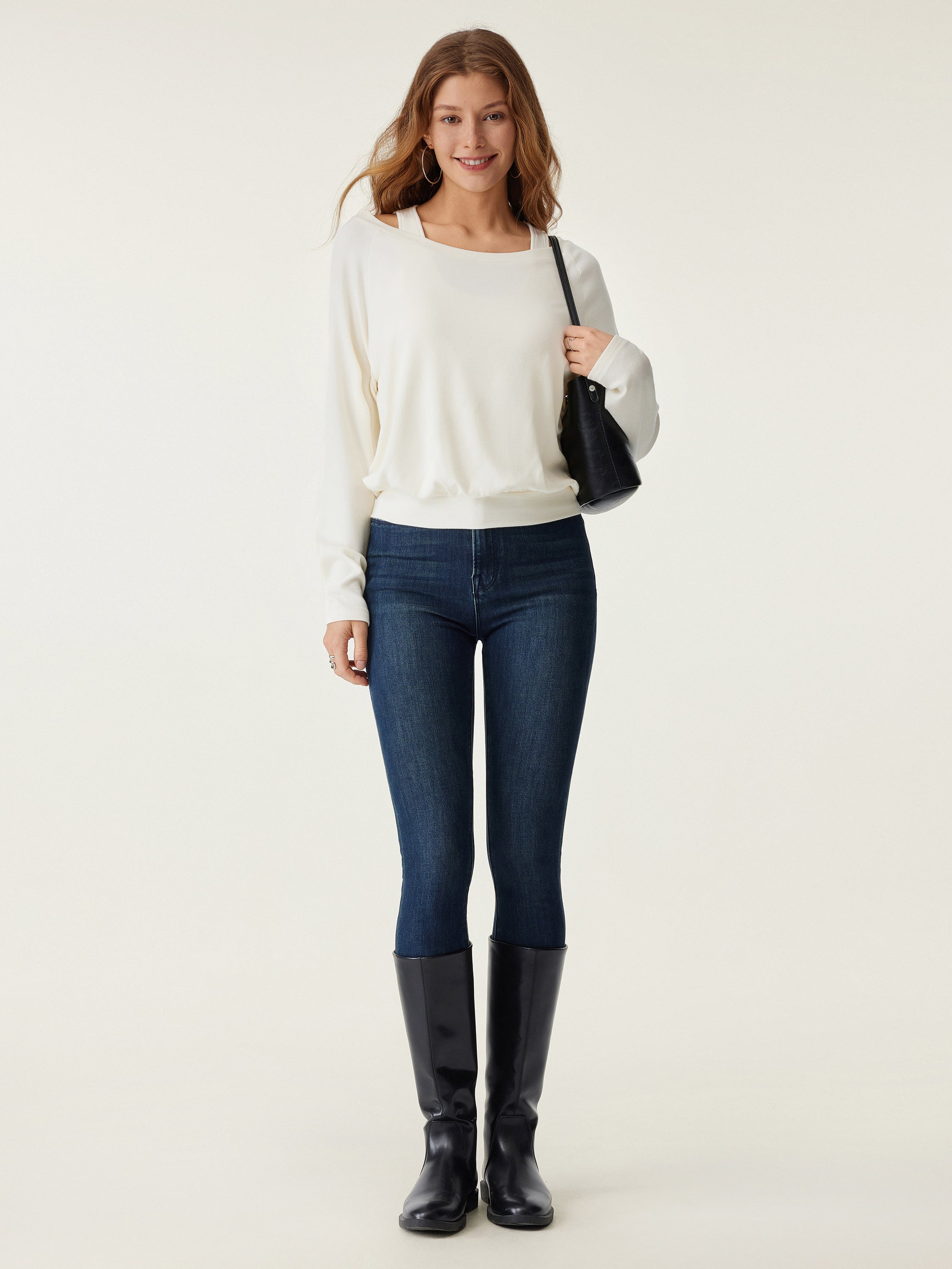 OGLmove Women's Boatneck Long Sleeve LiteWarm Bra Top