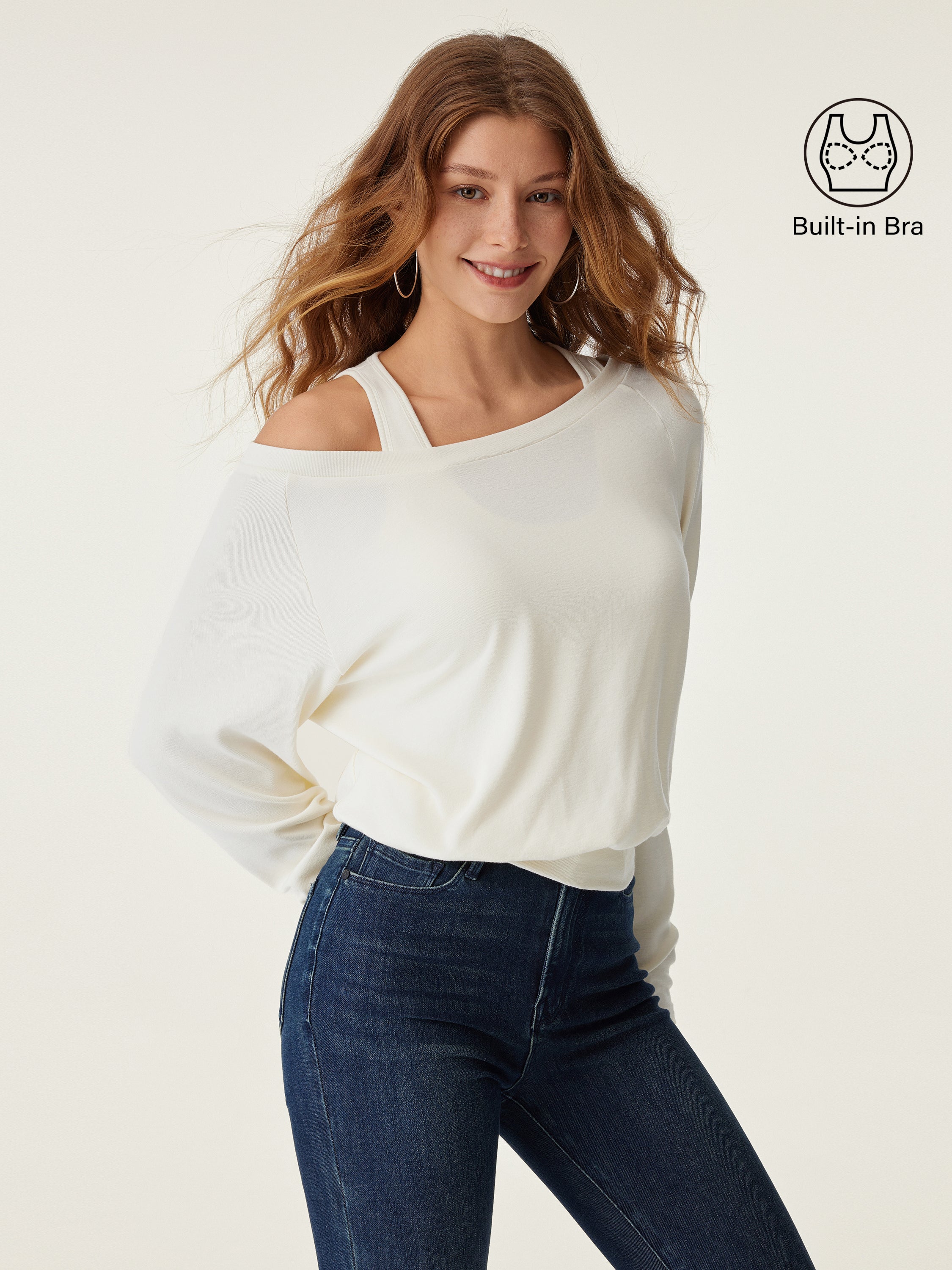 OGLmove Women's Boatneck Long Sleeve LiteWarm Bra Top
