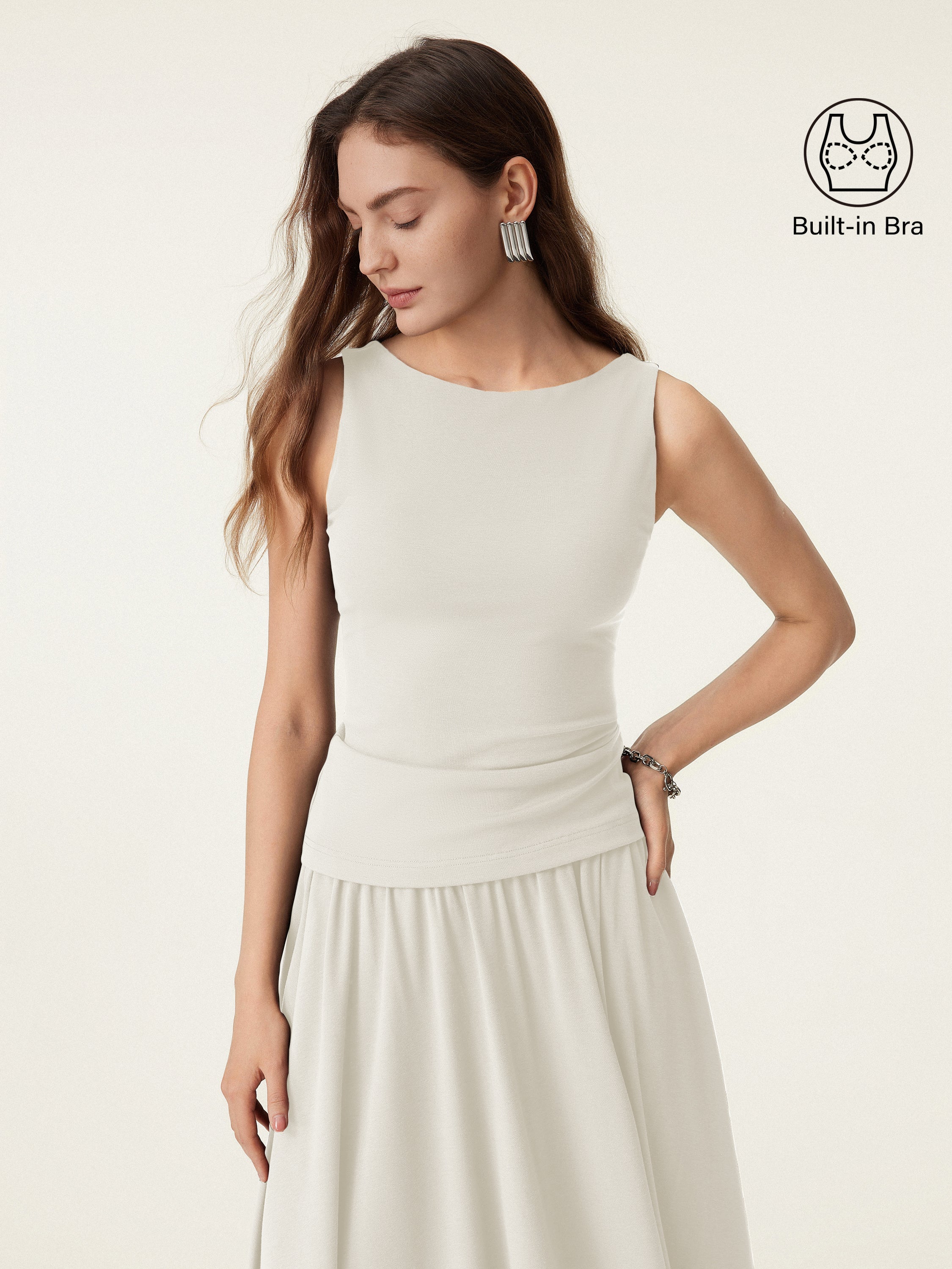 OGLmove Stretch Cotton Boatneck Bra Tank