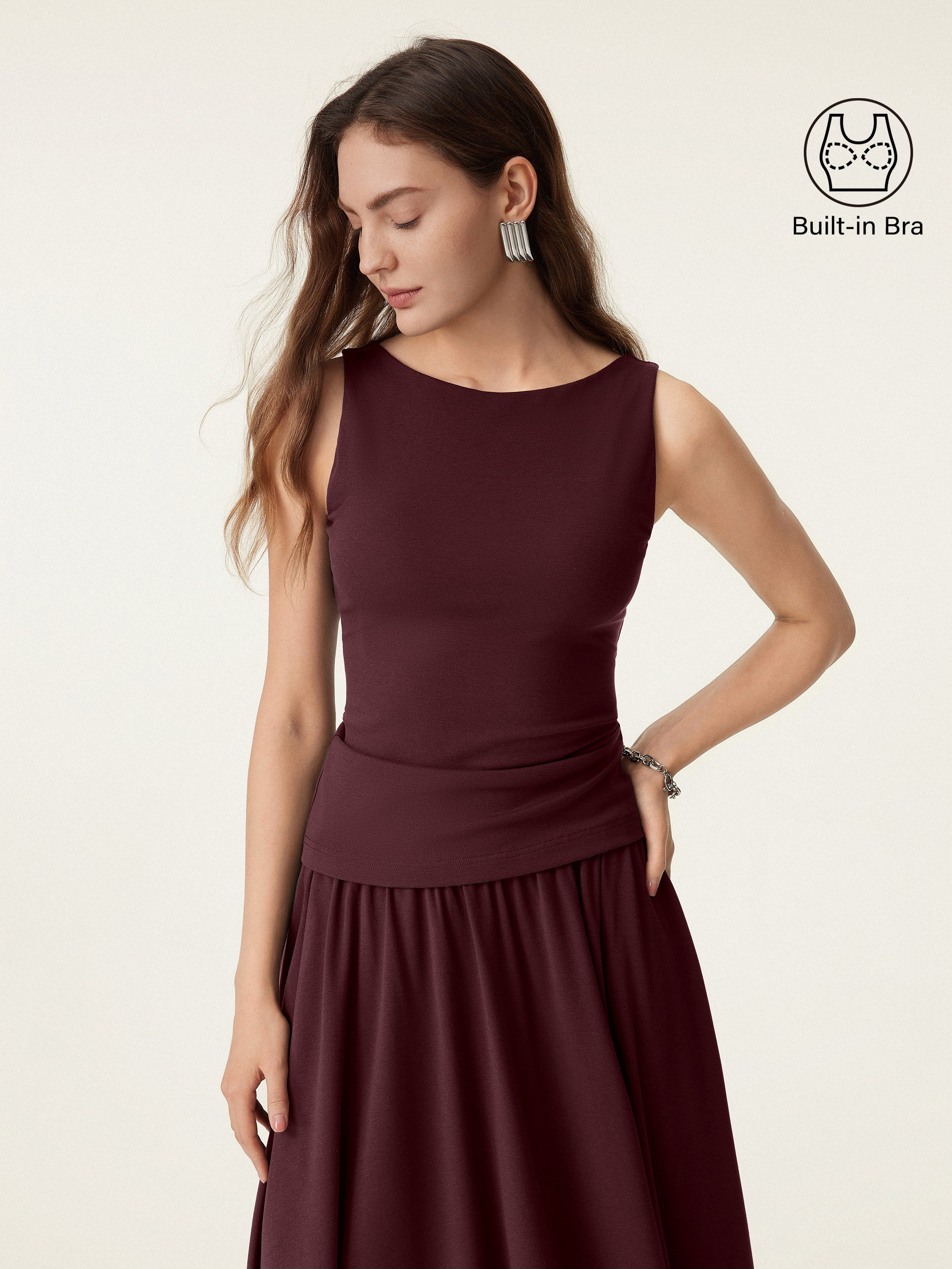 OGLmove Stretch Cotton Boatneck Bra Tank